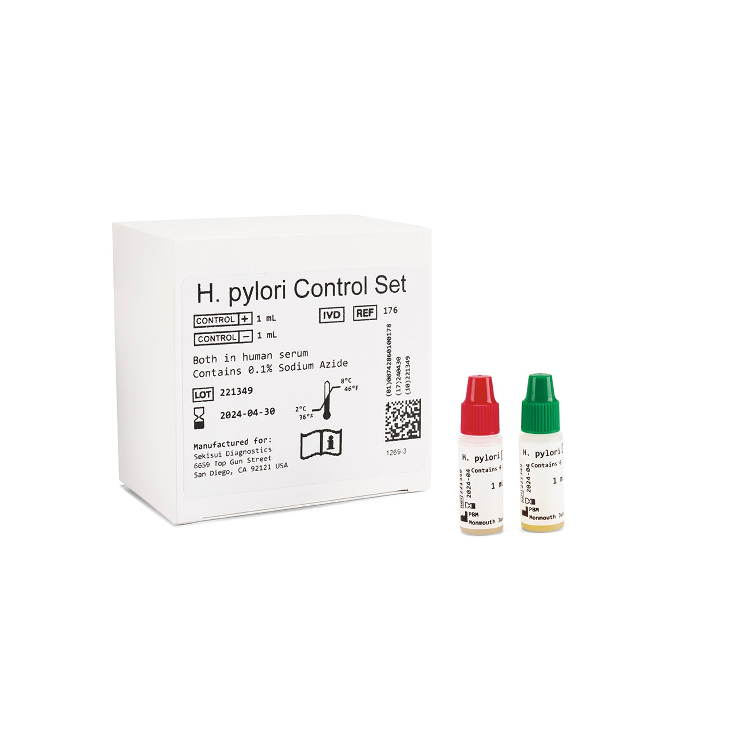 176 - Sekisui Diagnostics, LLC - Control Kit Includes: 2mL Positive Control & 2mL Negative Control (Item is Non-Returnable & Non-Refundable) (Continental US Only)    , kt
