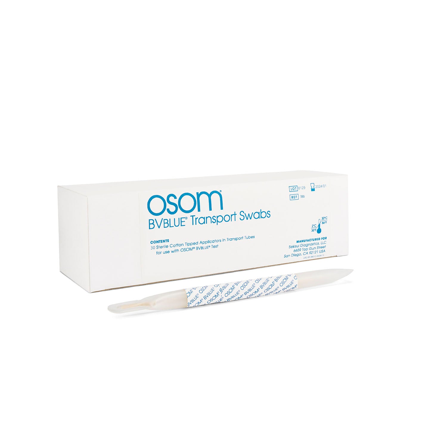186 - Sekisui Diagnostics, LLC - BVBLUE Transport Tubes, Includes: (1) Cotton Swab For Use with BVBLUE Test, Sterile, 50/bx, 10 bx/cs (Item is Non-Returnable & Non-Refundable) (Continental US Only)    , cs