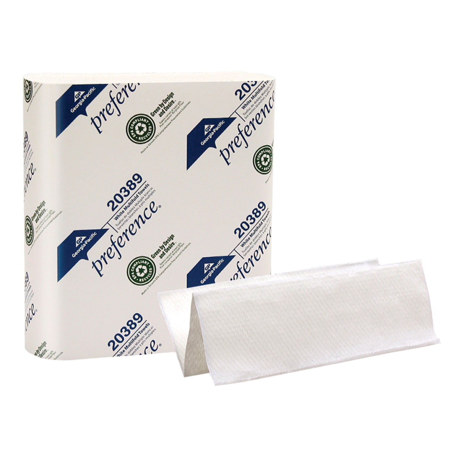 20389 - Georgia-Pacific Consumer Products - Multifold Paper Towels, Paper Band, White, 9¼" x 9½" Sheets, 250 ct/pk, 16 pk/cs    , cs