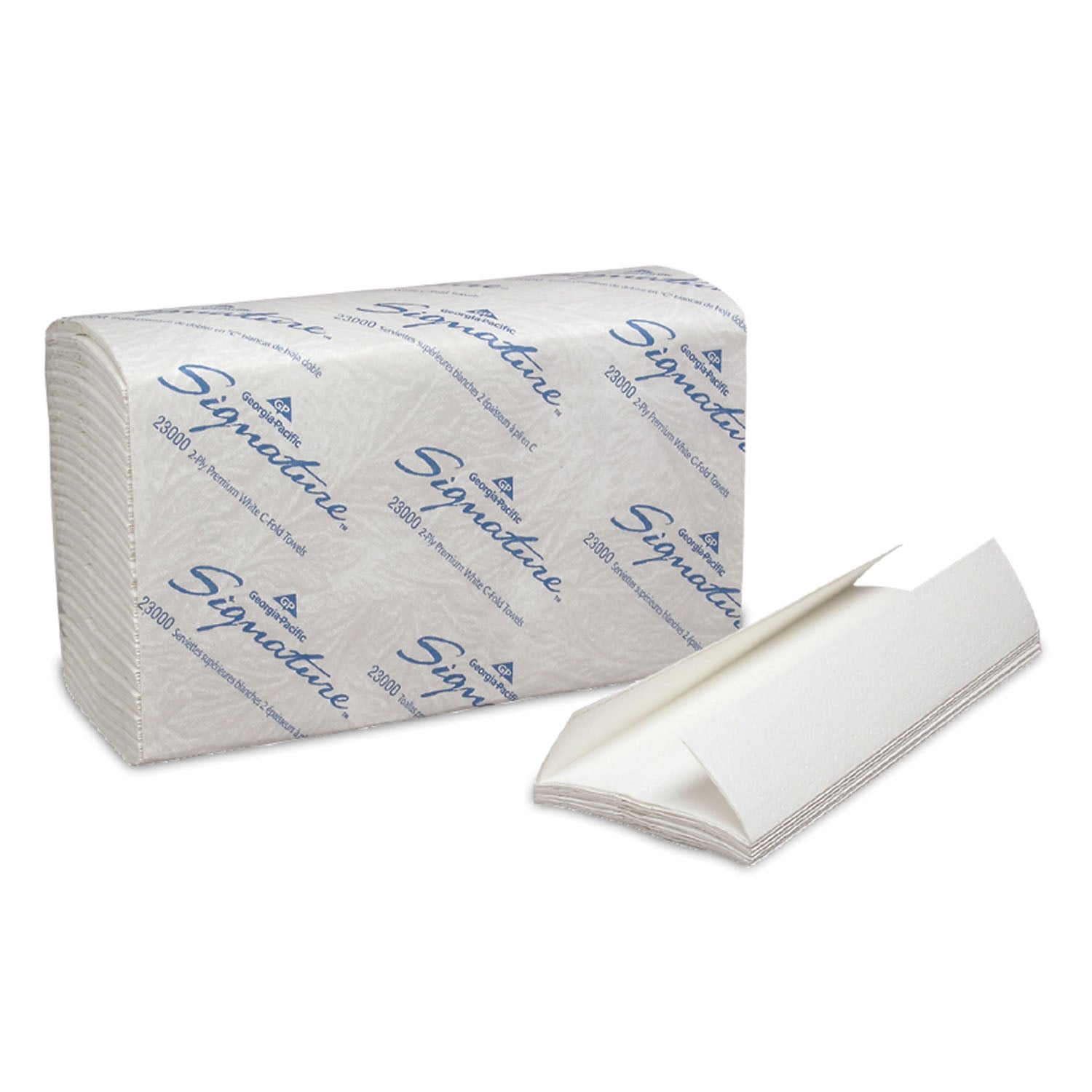 23000 - Georgia-Pacific Consumer Products - Premium C-Fold Paper Towels, 2-Ply, Paper Band, White, 10¼" x 13¼" Sheets, 120 ct/pk, 12 pk/cs (48 cs/plt)    , cs