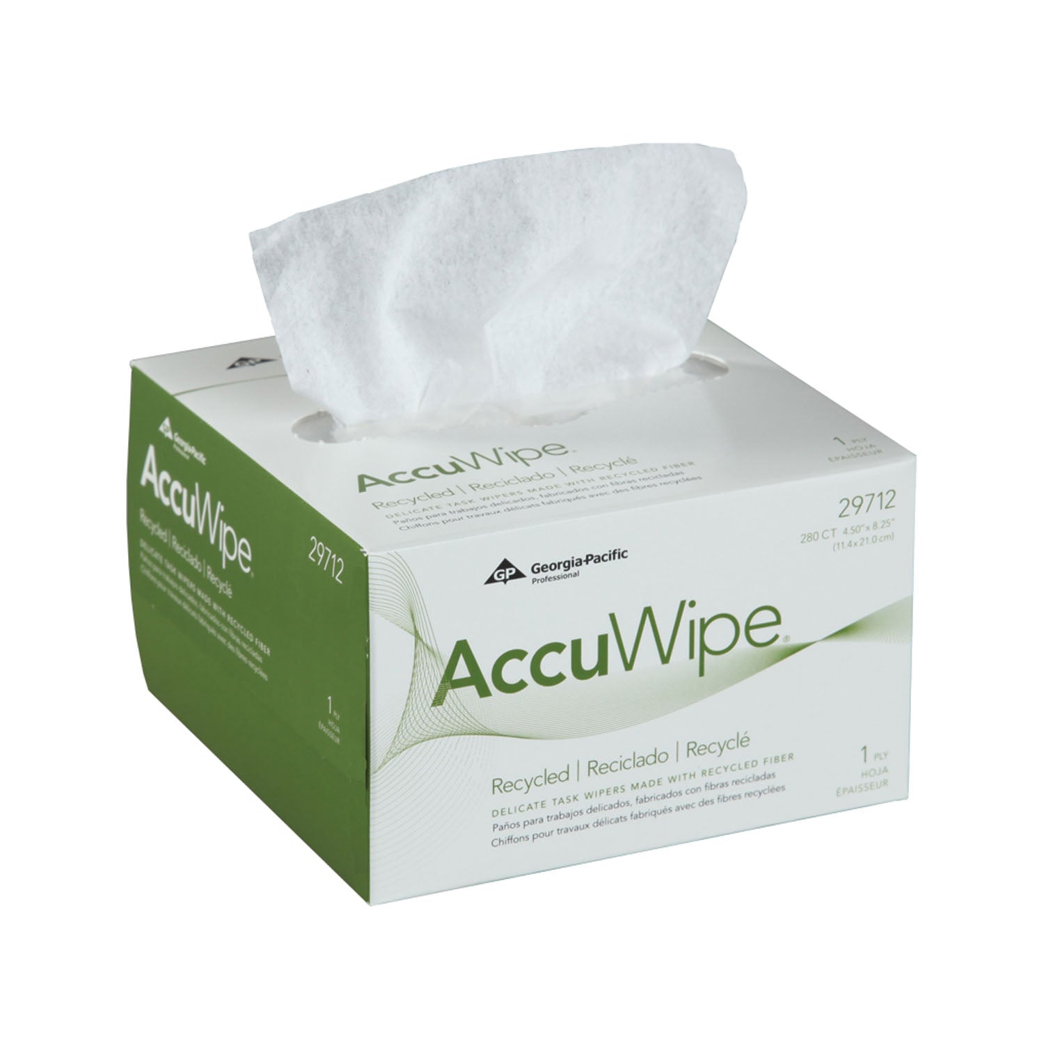 29712 - Georgia-Pacific Consumer Products - Task Wipers, Recycled Delicate, 1-Ply, White, 280/bx, 60 bx/cs    , cs