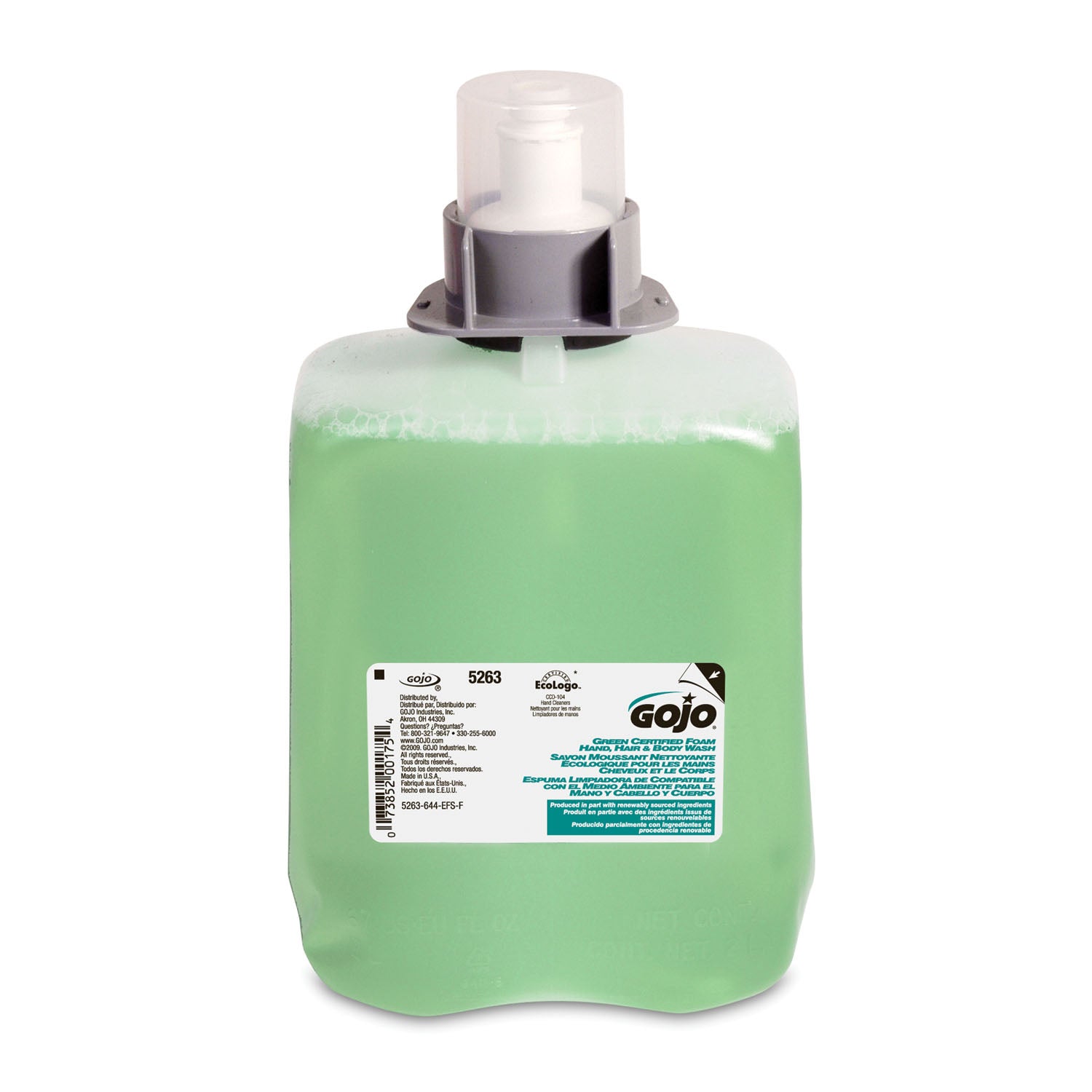 5263-02 - GOJO Industries, Inc. - 綠色認證泡沫洗手液、洗髮精和沐浴露，2 瓶/箱，箱裝