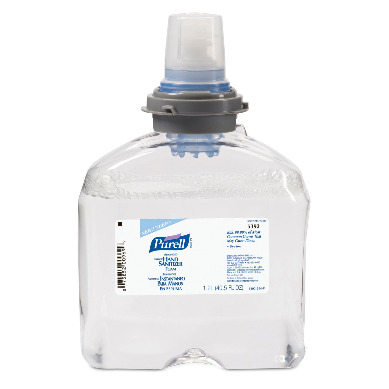 5392-02 - GOJO Industries, Inc. - TFX™ Instant Foam Hand Sanitizer, 1200mL, 2/cs (240 cs/plt) (HAZMAT Fees Apply, cannot ship via Air or to AK, GU, HI, MP, PR, VI)    , cs