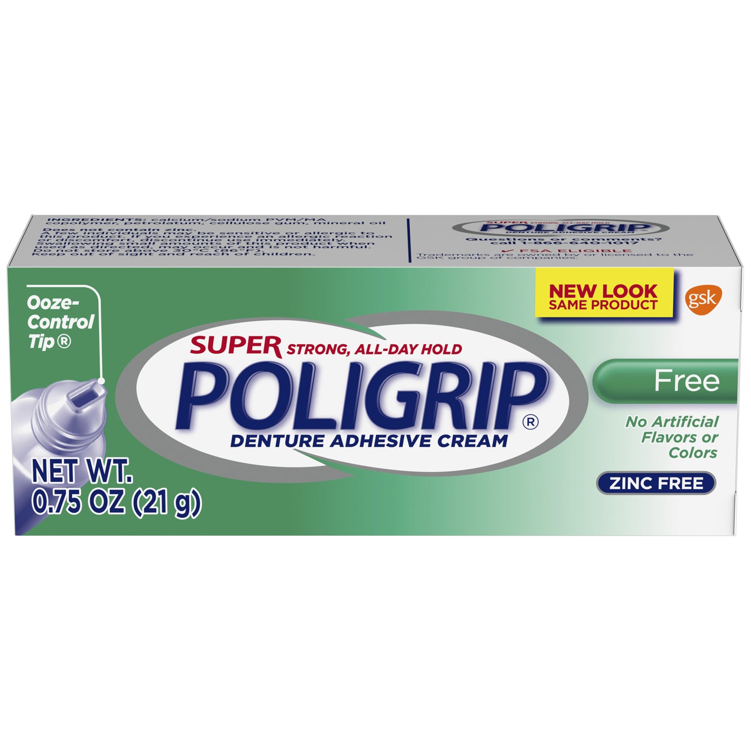 006214 - Haleon US Services Inc. - Super Poligrip® Free Denture Adhesive Cream Travel Size, 0.75 oz. tube, 12/pkg, 4 pkg/cs (48 tubes total) (Available for sale in US only) (Products cannot be sold on Amazon.com or any other third Party sites.) (Item is