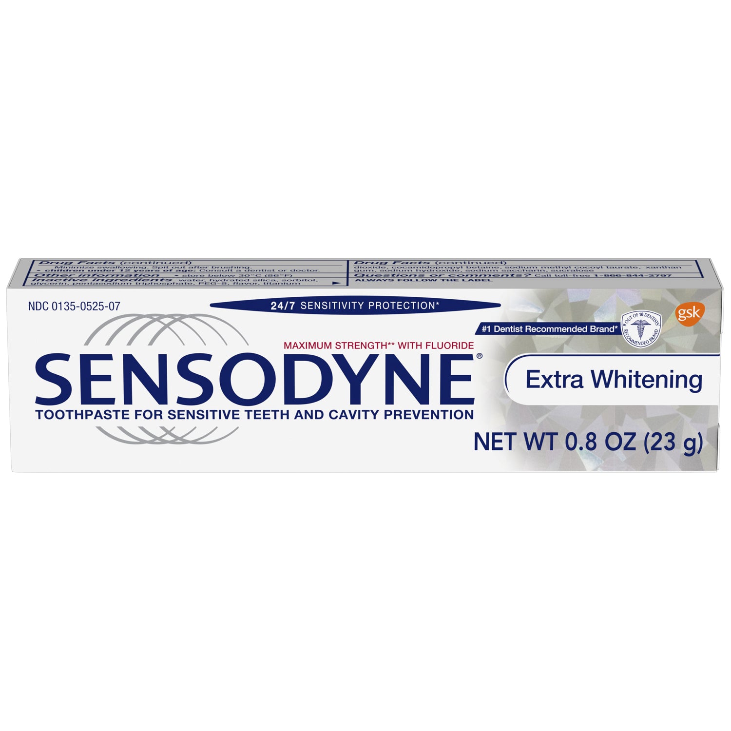 08434G - Haleon US Services Inc. - Sensodyne® Extra Whitening Toothpaste, Trial Size. 0.8 oz. tube, 12/pkg, 3 pkg/cs (36 tubes total) (Available for sale in US only) (Products cannot be sold on Amazon.com or any other third Party sites.) (Item is Non-Ret