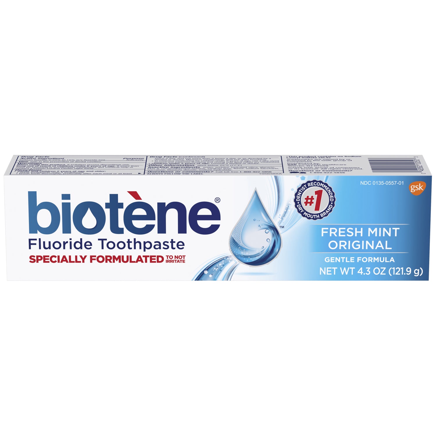 10050A - Haleon US Services Inc. - Biotene Toothpaste, Fresh Mint Original, Gentle Formula, 4.3 oz. tube, 6/pkg, 2 pkg/cs (12 tubes total) (Available for sale in US only) (Products cannot be sold on Amazon.com or any other third Party sites.) (Item is No