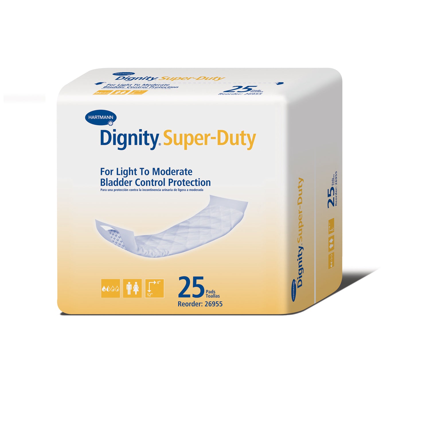 26955 - Hartmann USA, Inc. - Dignity® Super-Duty Pad, For Light to Moderate Protection, 4" x 12", White, 25/bg, 8 bg/cs (Hartmann has a $3000 Minimum for Drop Ship Orders)    , cs