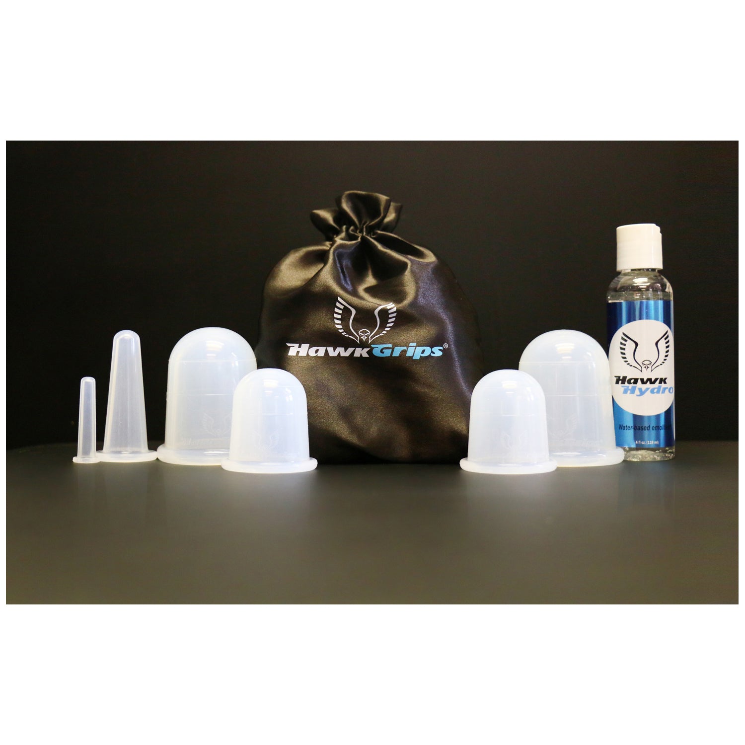 HGCUPS - HawkGrips - 套裝包含：(2) 個大杯子、(2) 個中型杯子、(1) 個小號杯子、(1) 個特小號杯子。 （包裝內含使用說明，並附贈 HawkGrips 緞面旅行收納袋）（本產品不得在 Amazon.com、Walmart.com、eBay 或任何其他平台銷售）