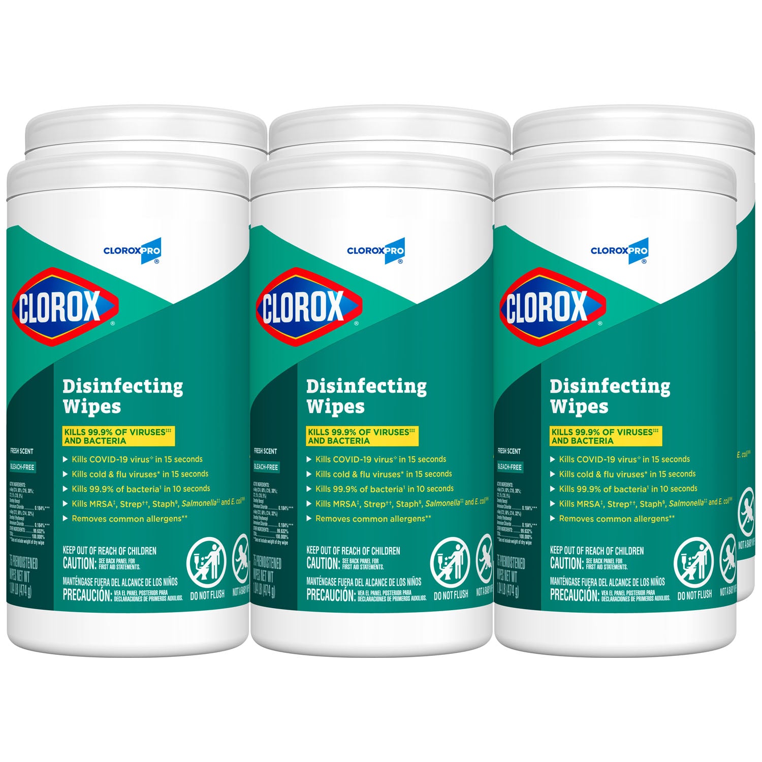 15949 - Clorox Sales Company - CloroxPro™ Clorox® Disinfecting Wipes, Fresh Scent, 75 ct, 6/cs (Continental US Only)    , cs