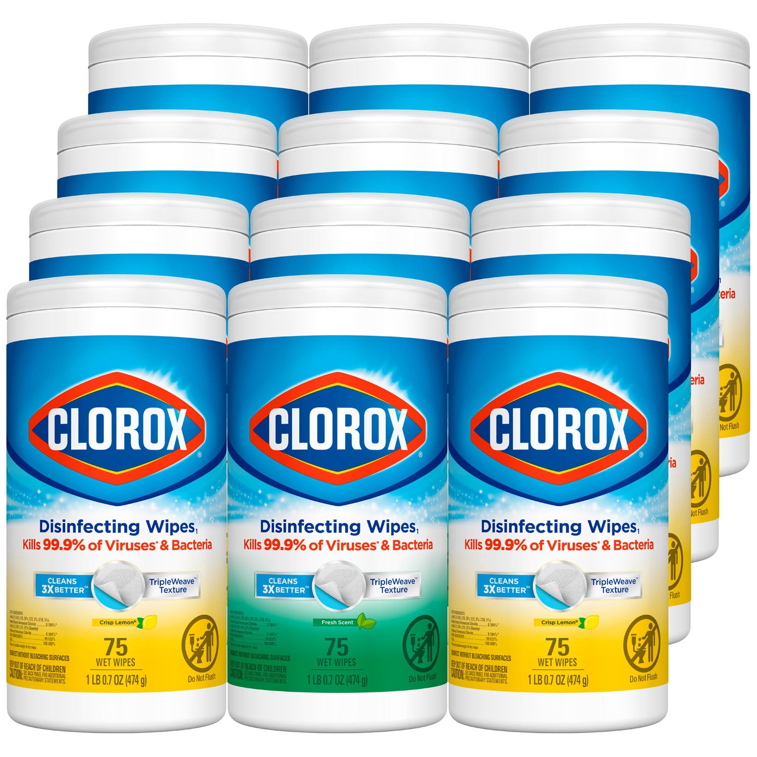 30208 - Clorox Sales Company - Clorox® Disinfecting Wipes Value Pack, Bleach Free Cleaning Wipes, 3 x 75 ct Value Pack, 4/cs (Continental US Only)    , cs