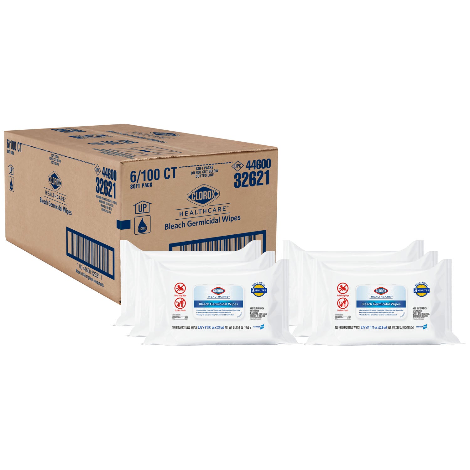 32621 - Clorox Sales Company - Clorox® Healthcare Bleach Germicidal Wipes, 100ct, 6/cs (Continental US Only)    , cs