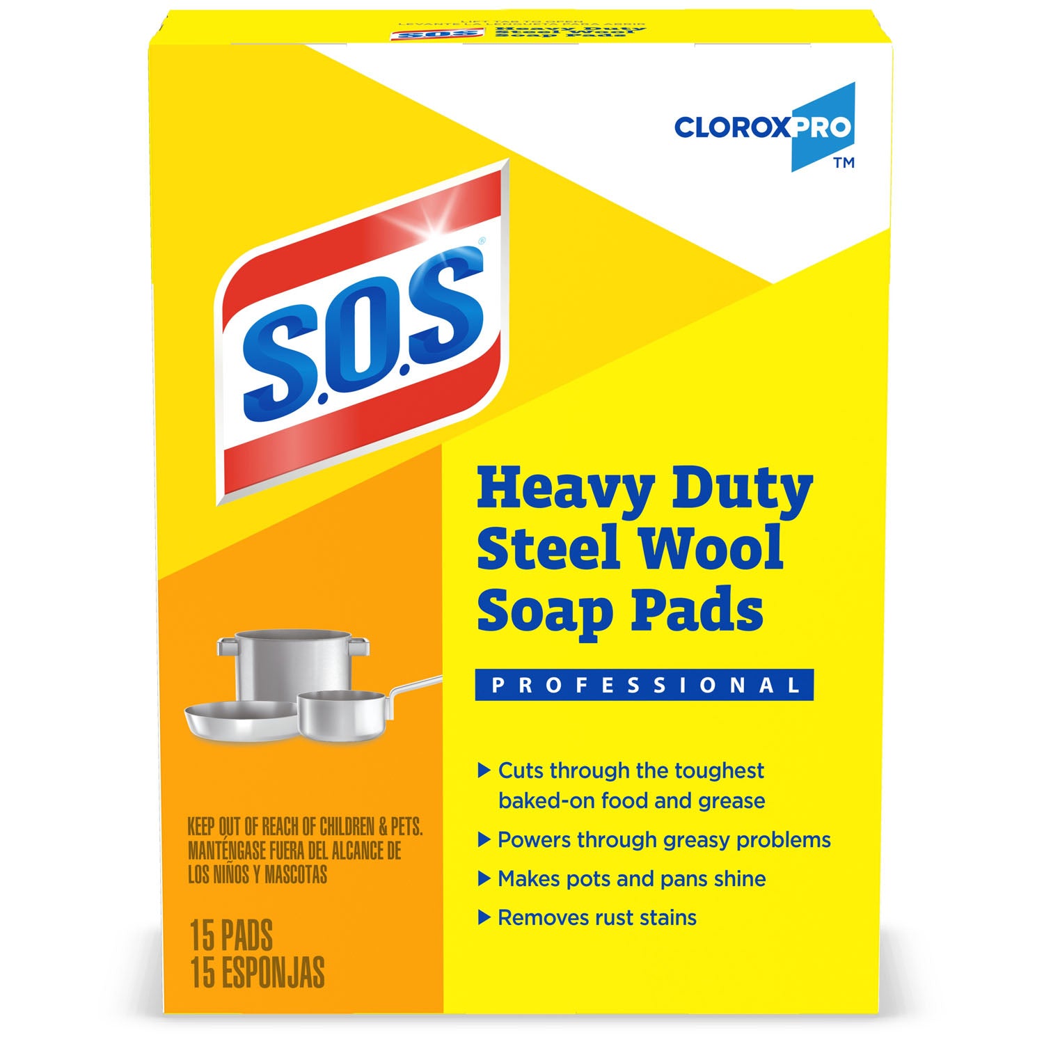88320 - Clorox Sales Company - CloroxPro™ S.O.S® Steel Wool Soap Pads, 15 ct, 12/cs (Continental US Only)    , cs