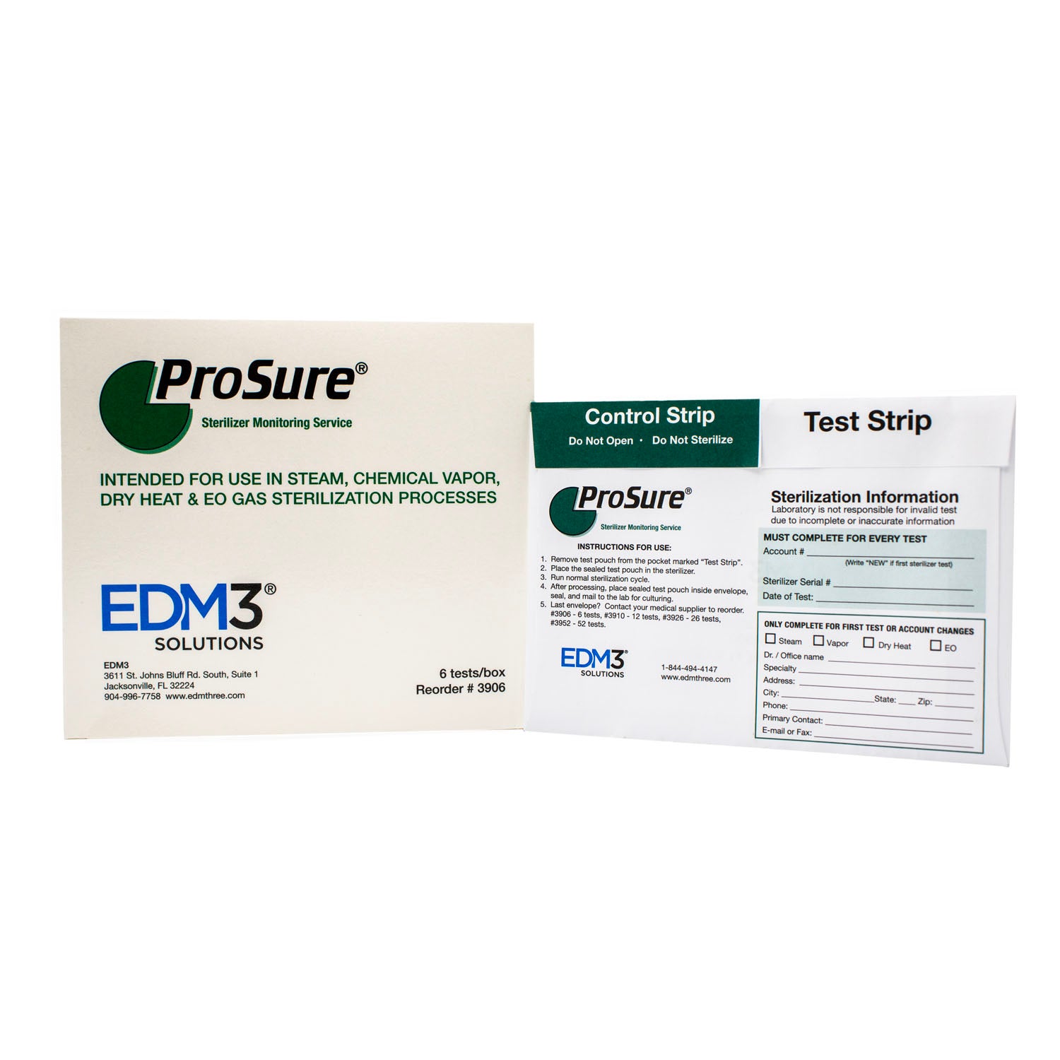 3906 - EDM3 Company LLC - ProSure® Autoclave Spore Strip Monitoring System, 6 tests/bx (US Only)    , bx
