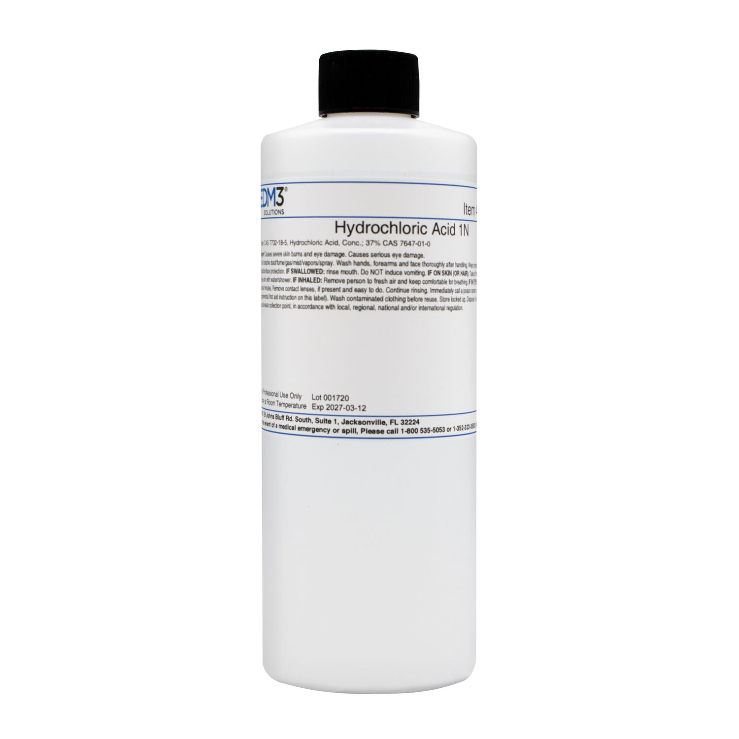 400652 - EDM3 Company LLC - Hydrochloric Acid, 1% Norm, 16 oz, Non-Regulated  (Item is Non-Returnable) (US Only)    , ea