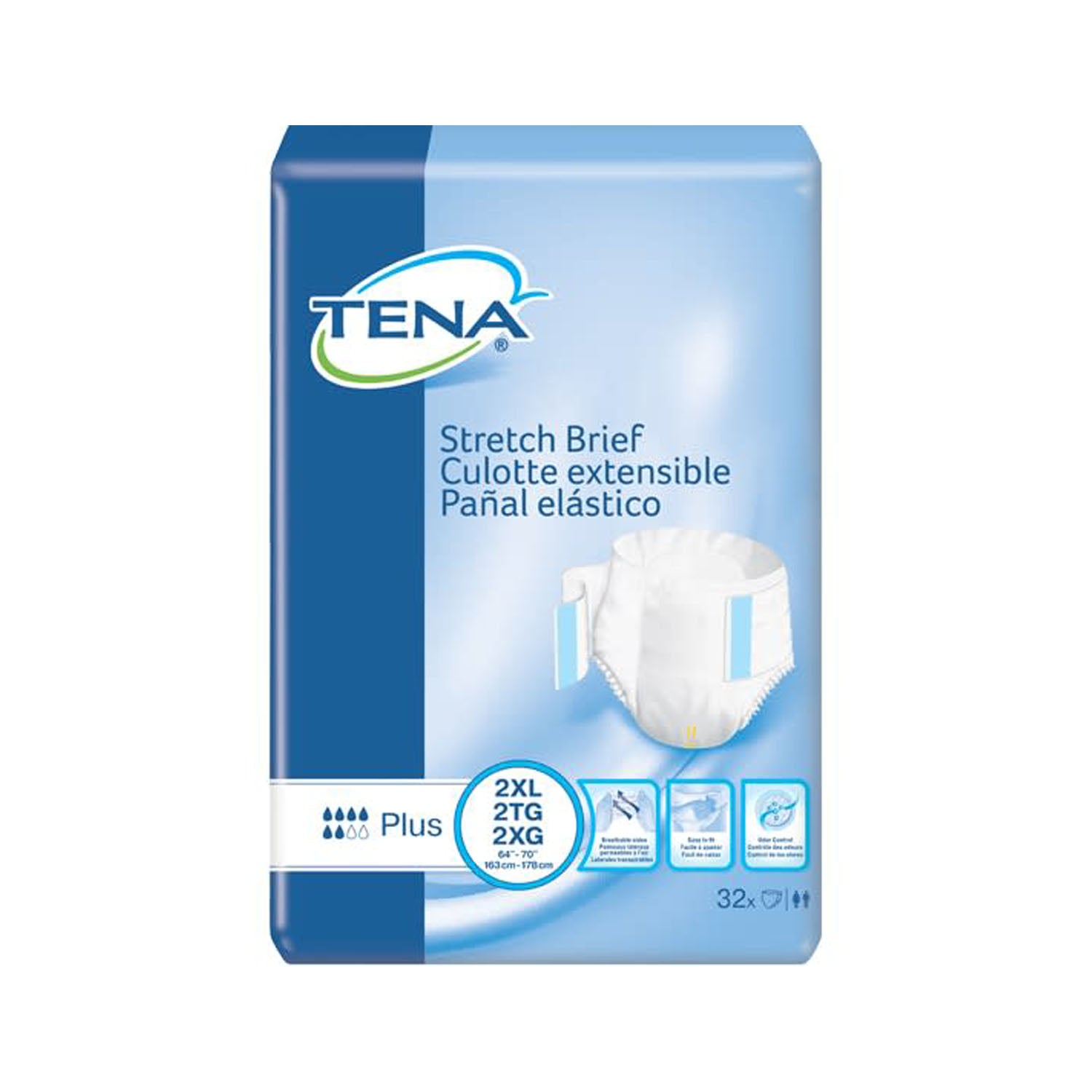 61090 - Essity Health &amp; Medical Solutions - Calzoncillos Plus, talla extragrande, talla de cadera de 64" a 70", color blanco, paquete de 32, paquete de 2 por caja (solo EE. UU. continental), caja