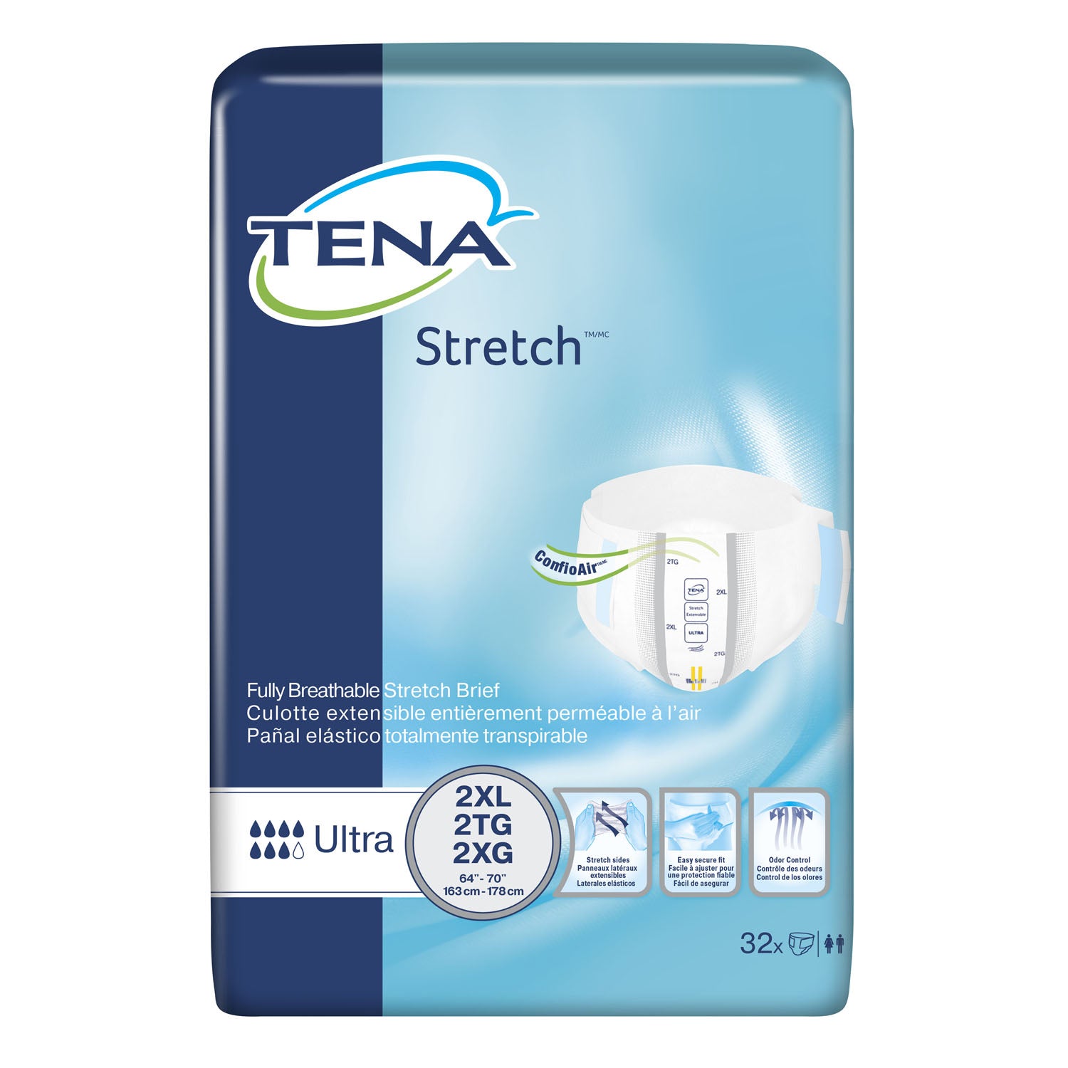 61390 - Essity Health &amp; Medical Solutions - Ultra Briefs, 2XL, talla de cadera de 64" a 70", gris, paquete de 32, paquete de 2 (35 cajas/plt) (solo EE. UU. continental), caja