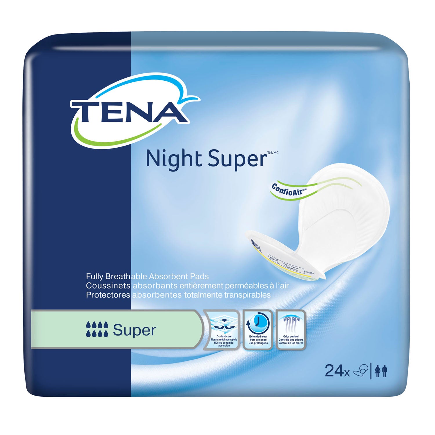 62718 - Essity Health & Medical Solutions - Pads, Night, Super, Green, 24/pk, 2 pk/cs (45 cs/plt) (Continental US Only)    , cs