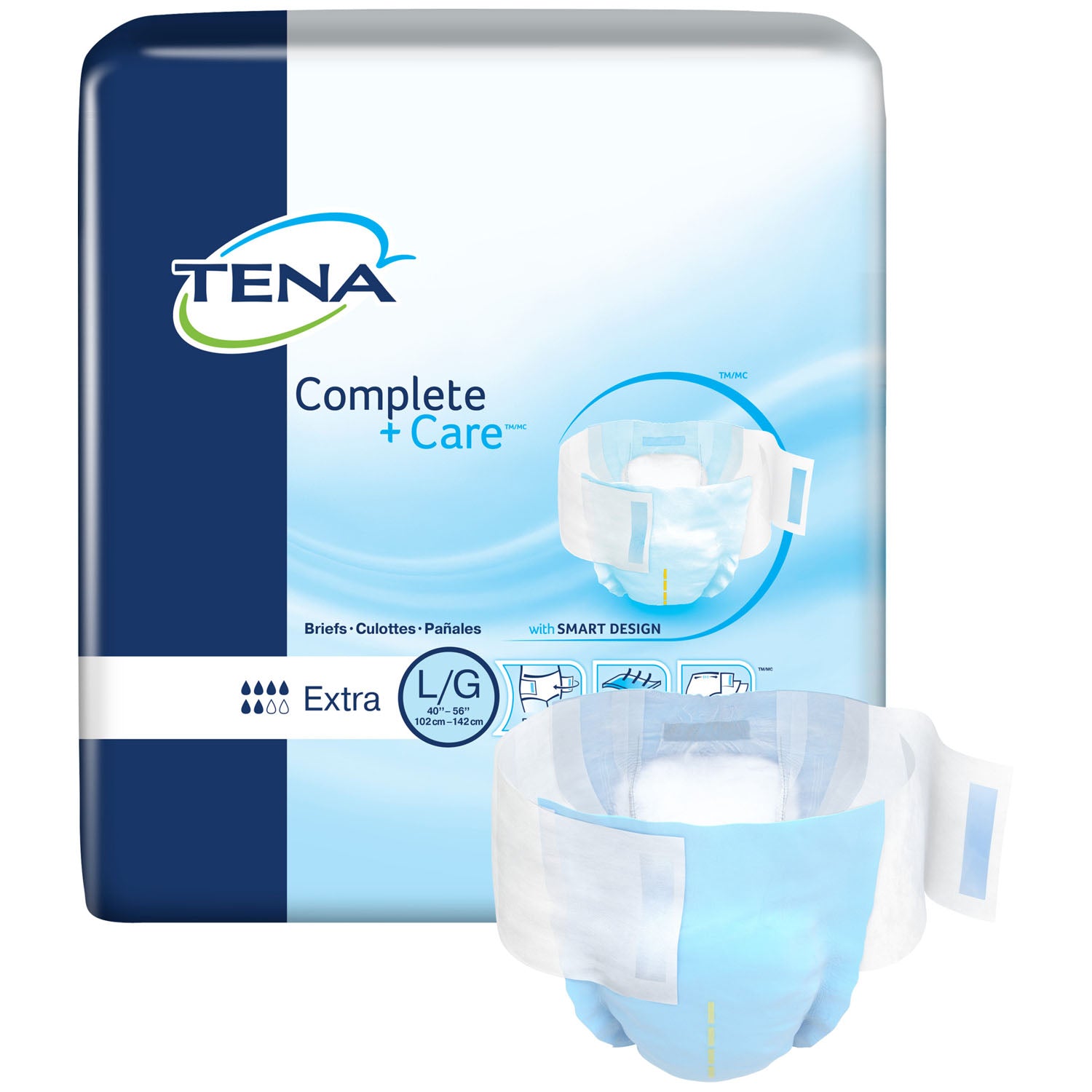 69970 - Essity Health &amp; Medical Solutions - Brief, grande, talla de cadera de 40" a 56", azul, paquete de 24, paquete de 3/caja (solo EE. UU. continental) (próximamente se cambiará el número de pieza), caja
