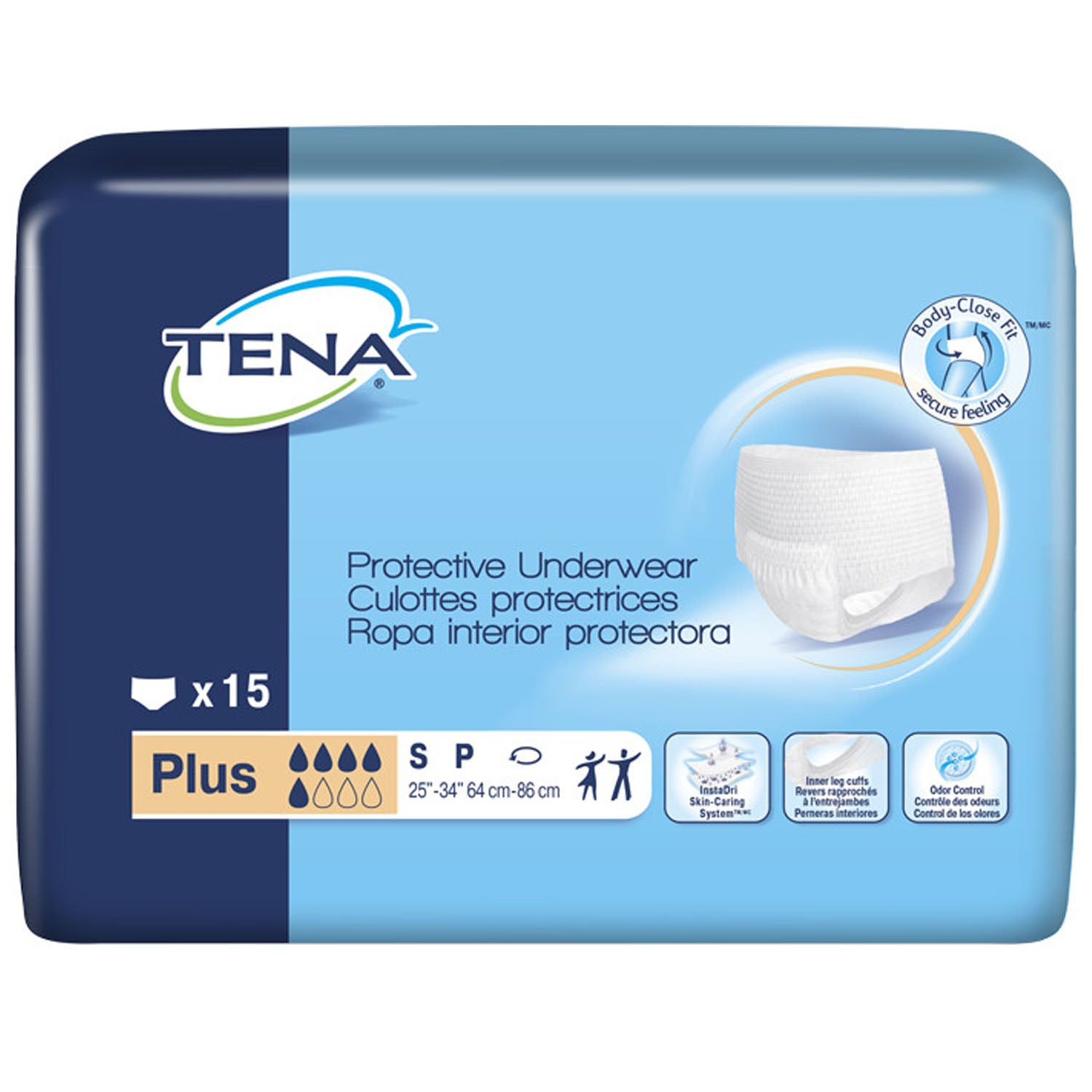 72631 - Essity Health & Medical Solutions - Protective Underwear, Plus, Small, 25" - 34" Hip Size, White, 15/pk, 4 pk/cs (Continental US Only)    , cs