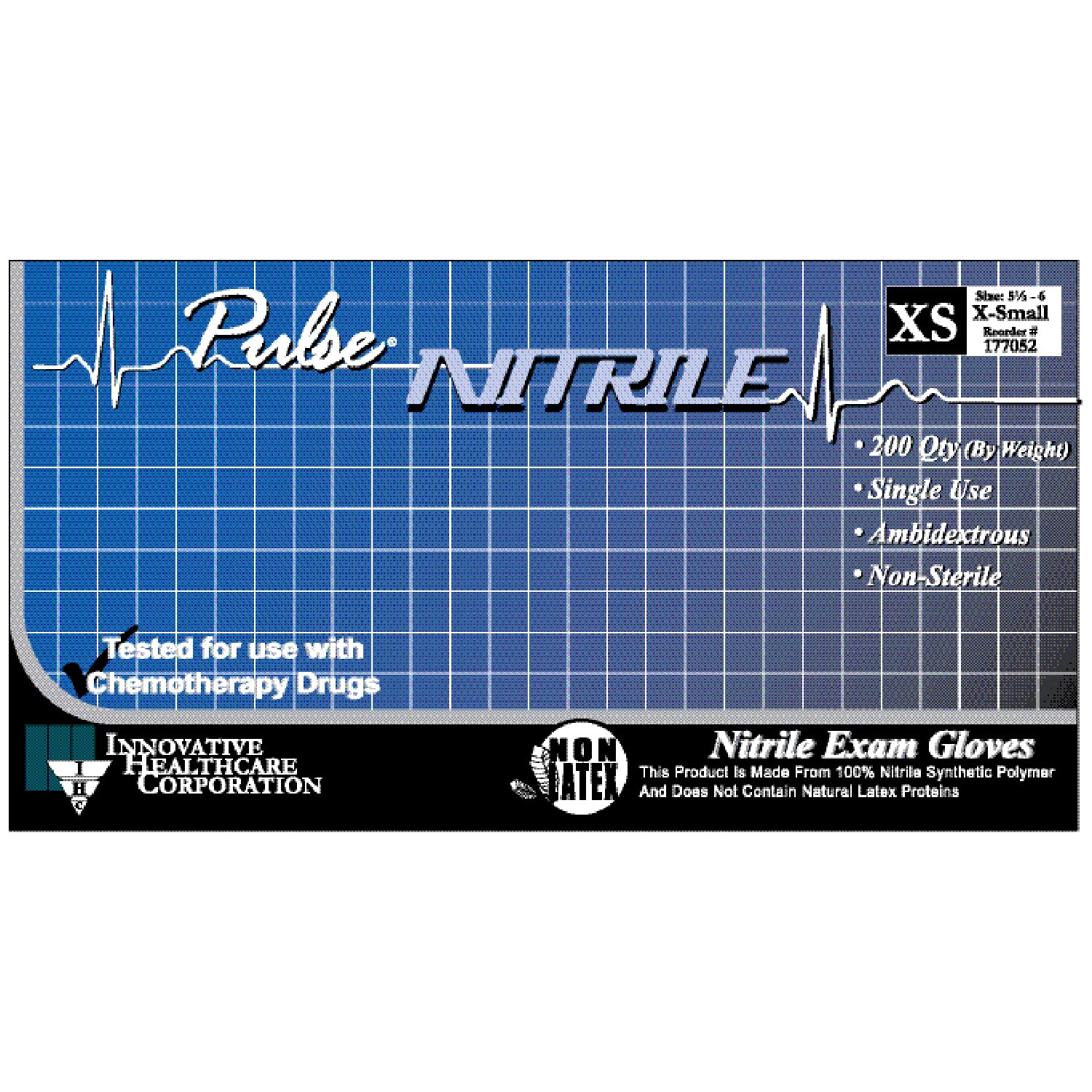 177402 - Innovative Healthcare Corp., Inc. - Gloves, Exam, XX-Large, Nitrile, Chemo, Non-Sterile, PF, Textured, ThinFilm, Dark Lavender Blue, 180/bx, 10 bx/cs    , cs