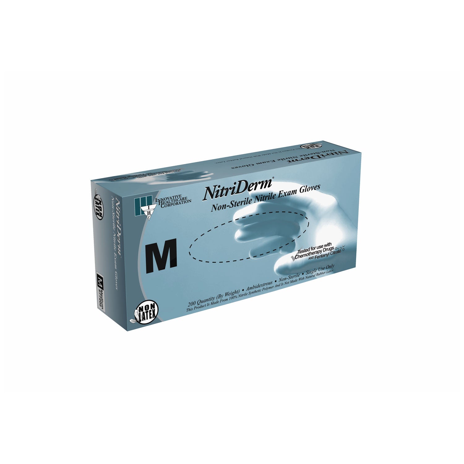 277202 - Innovative Healthcare Corp., Inc. - Gloves, Exam, Nitrile, Non-Sterile (NS), Powder Free (PF), Textured, Thinfilm, Medium, 200/bx, 10 bx/cs    , cs