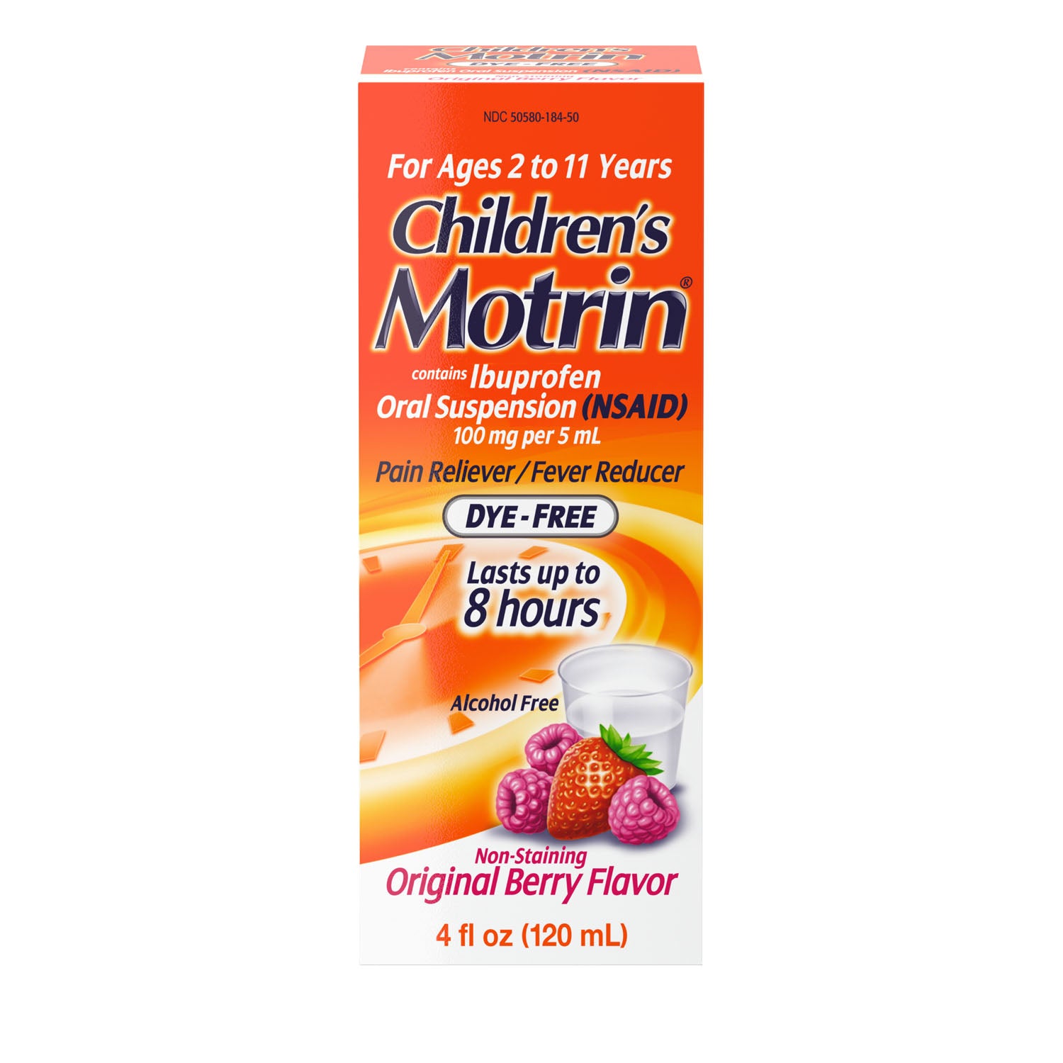 018403 - Kenvue - Motrin, para niños, sabor a bayas original, sin colorantes, 4 onzas líquidas, 3 cajas, 12 cajas (solo EE. UU. continentales e Irlanda del Norte) (Precios sujetos a cambios sin previo aviso), caja
