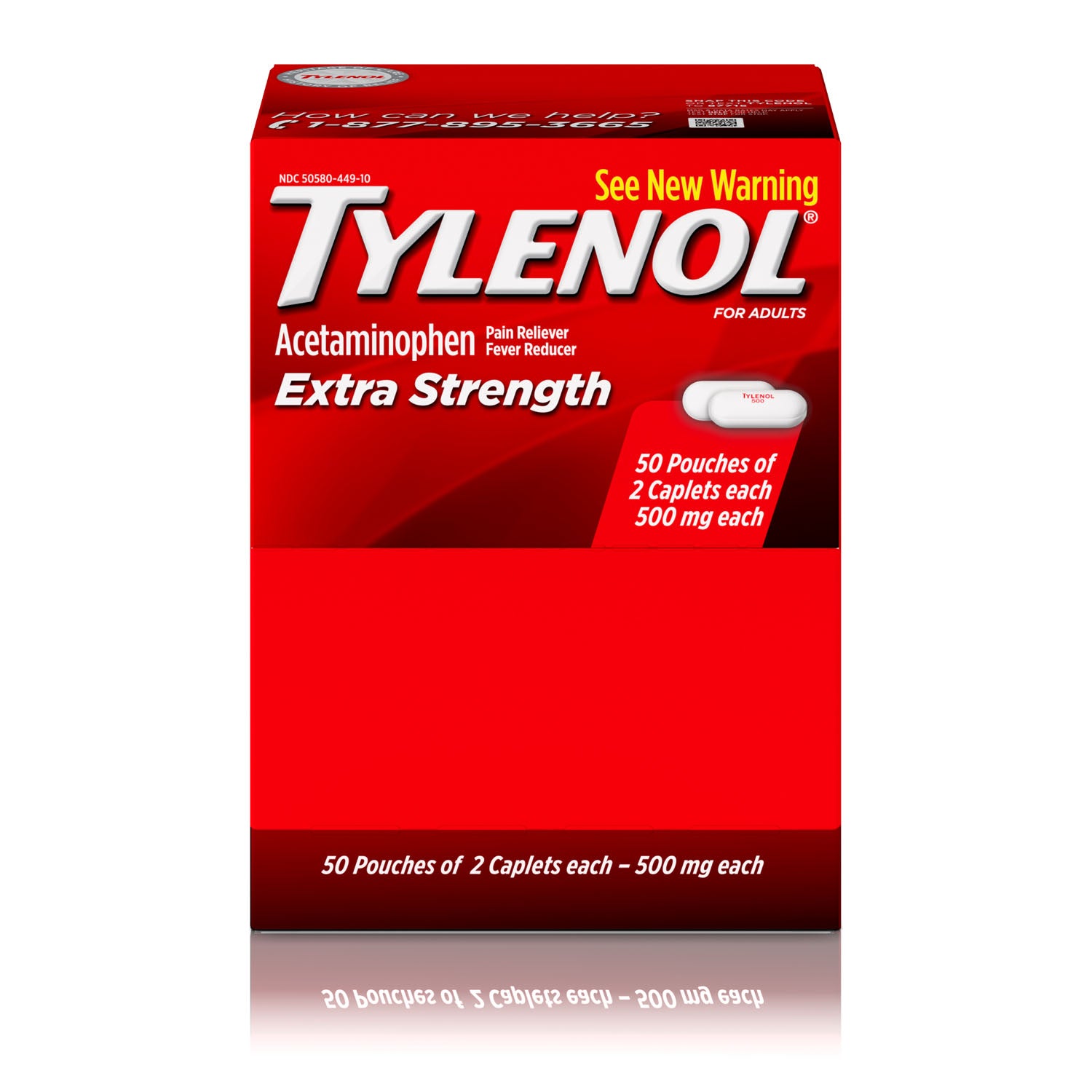 044910 - Kenvue - Tylenol® Extra Strength, Cápsulas, 2/paquete, 50 pch/caja, 36 bx/caja (Solo EE. UU. continental + HI), caja