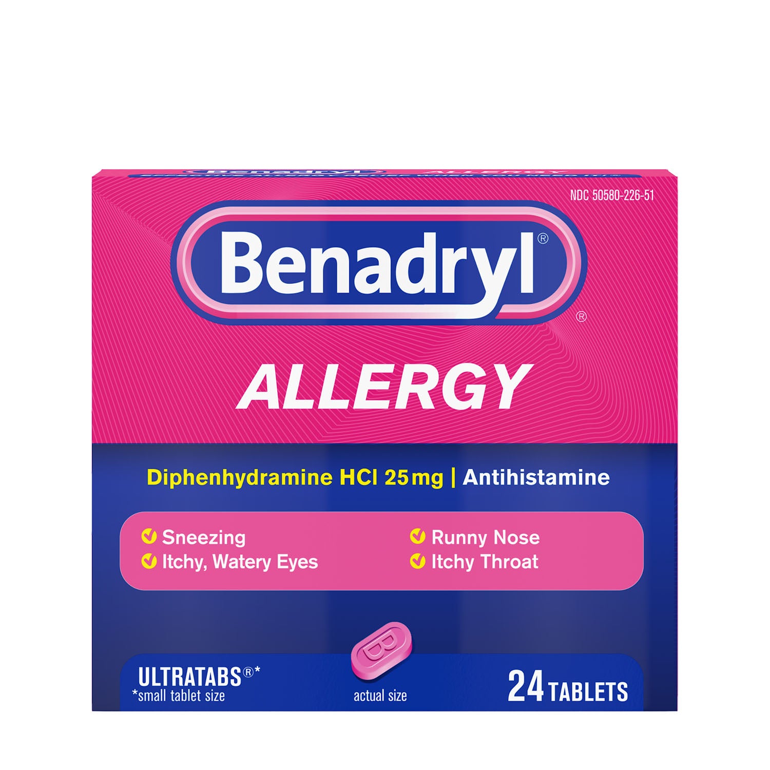 17031 - Kenvue - Tabletas Benadryl UltraTab®, 24 unidades, 6/caja, 4 cajas/caja (solo EE. UU. continentales + HI) (precios sujetos a cambios sin previo aviso), caja