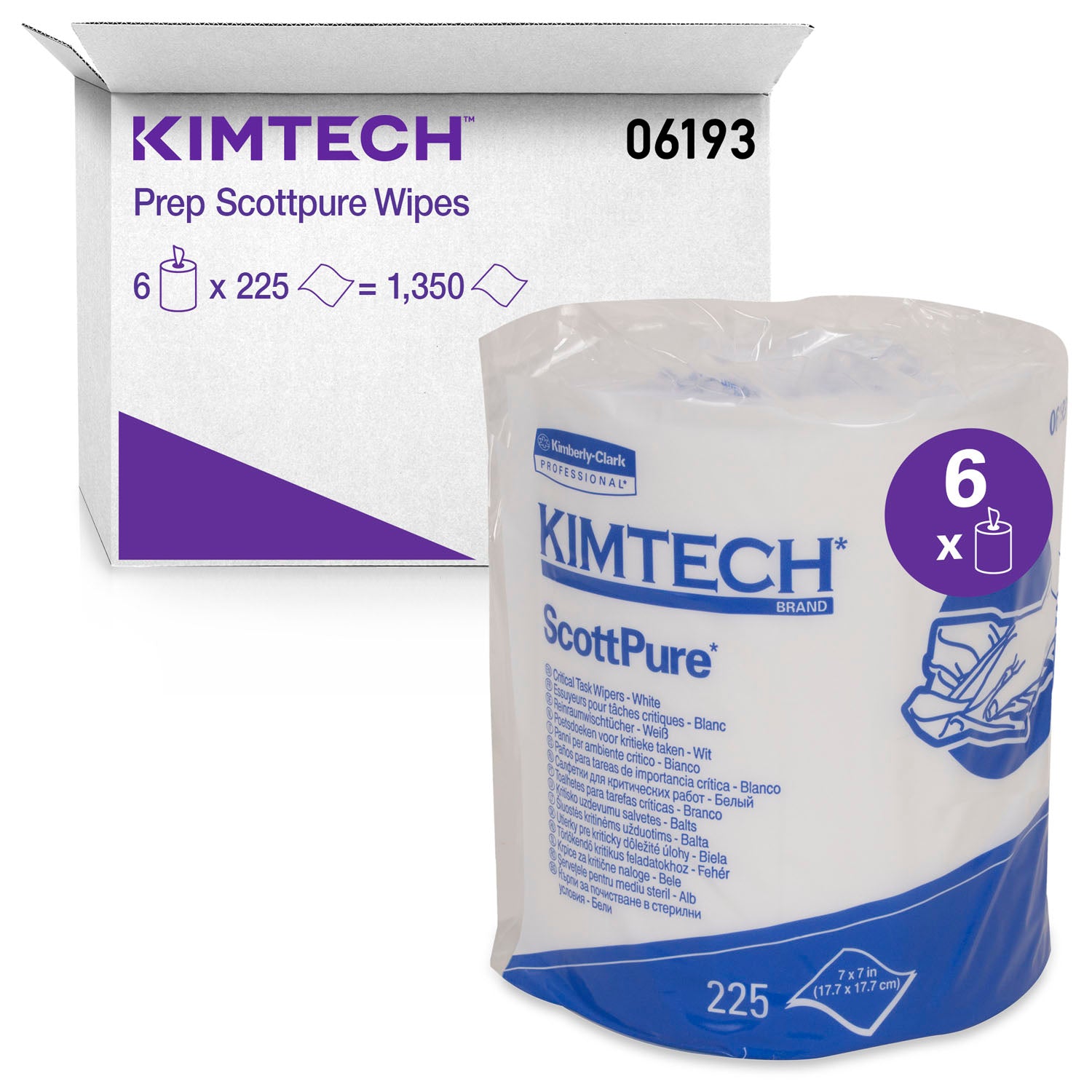 06193 - Kimberly-Clark Professional - Kimtech Prep™ Scottpure™ Critical Task Wipes, Center-Pull Roll, for Surface Preparation, White, 225 sheet/rl, 6 rl/cs (Products cannot be sold on Amazon.com or any other 3rd party site) (US Only)    , cs