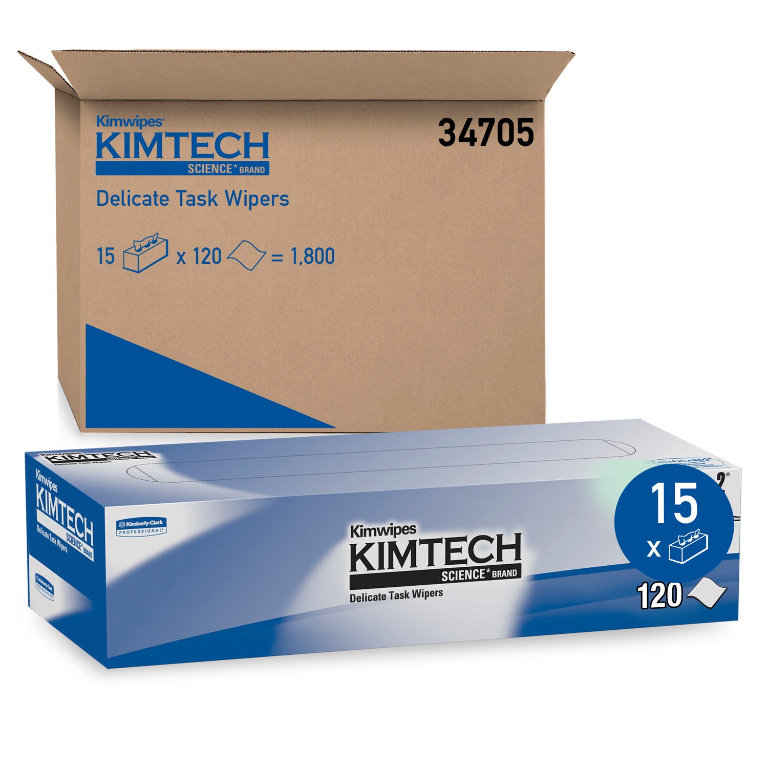 34705 - 金佰利專業護理 - Kimtech Sciences Kaydry® 雙層衛生紙，11.8 英寸 x 11.8 英寸，白色，120 片/包，15 包/箱（本產品不得在 Amazon.com 或任何其他第三方網站上銷售）（僅限美國地區），箱裝