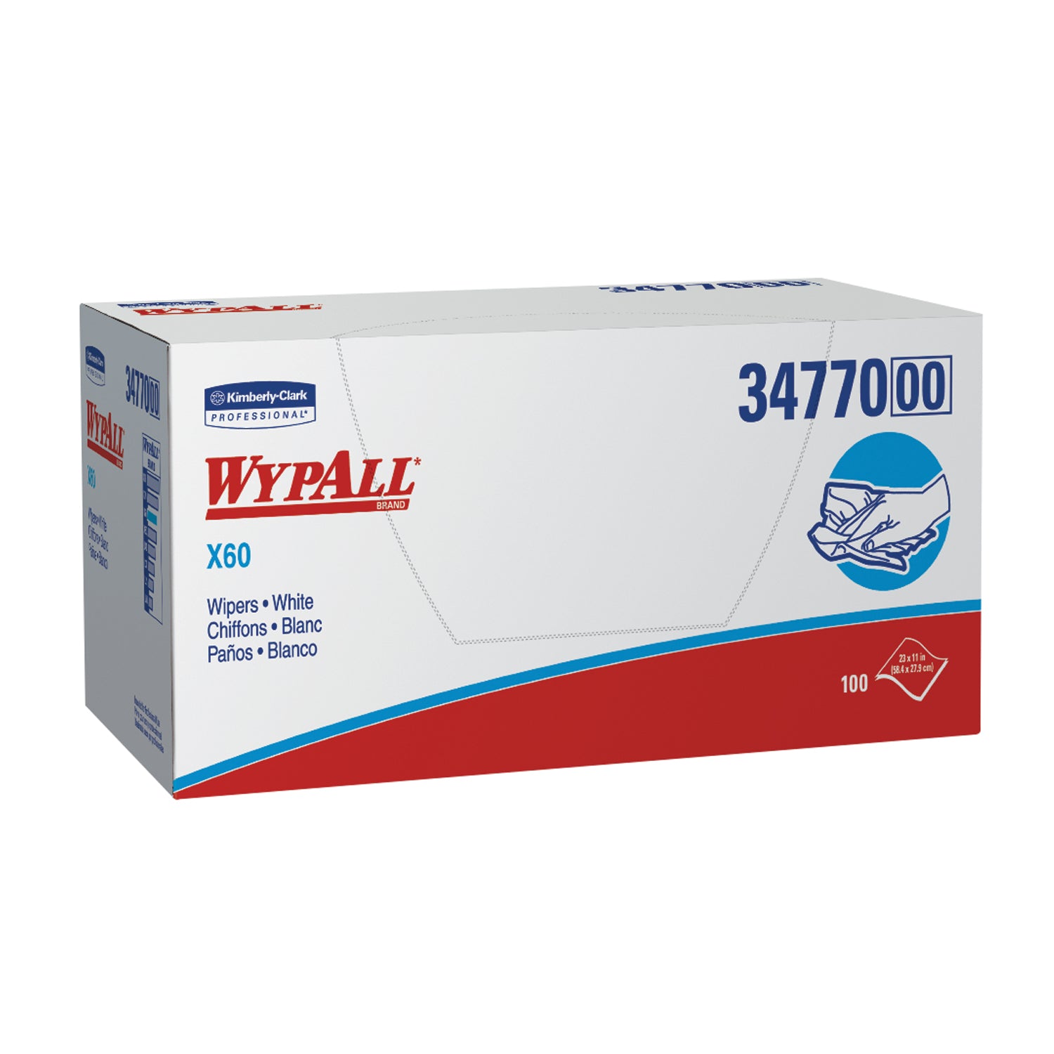 34770 - Kimberly-Clark Professional - WYPALL X60 Hydroknit™ Wipers, ¼ fold, 11" x 23", White, 100/pk, 9pk/cs (24 cs/plt) (Products cannot be sold on Amazon.com or any other 3rd party site) (US Only)    , cs
