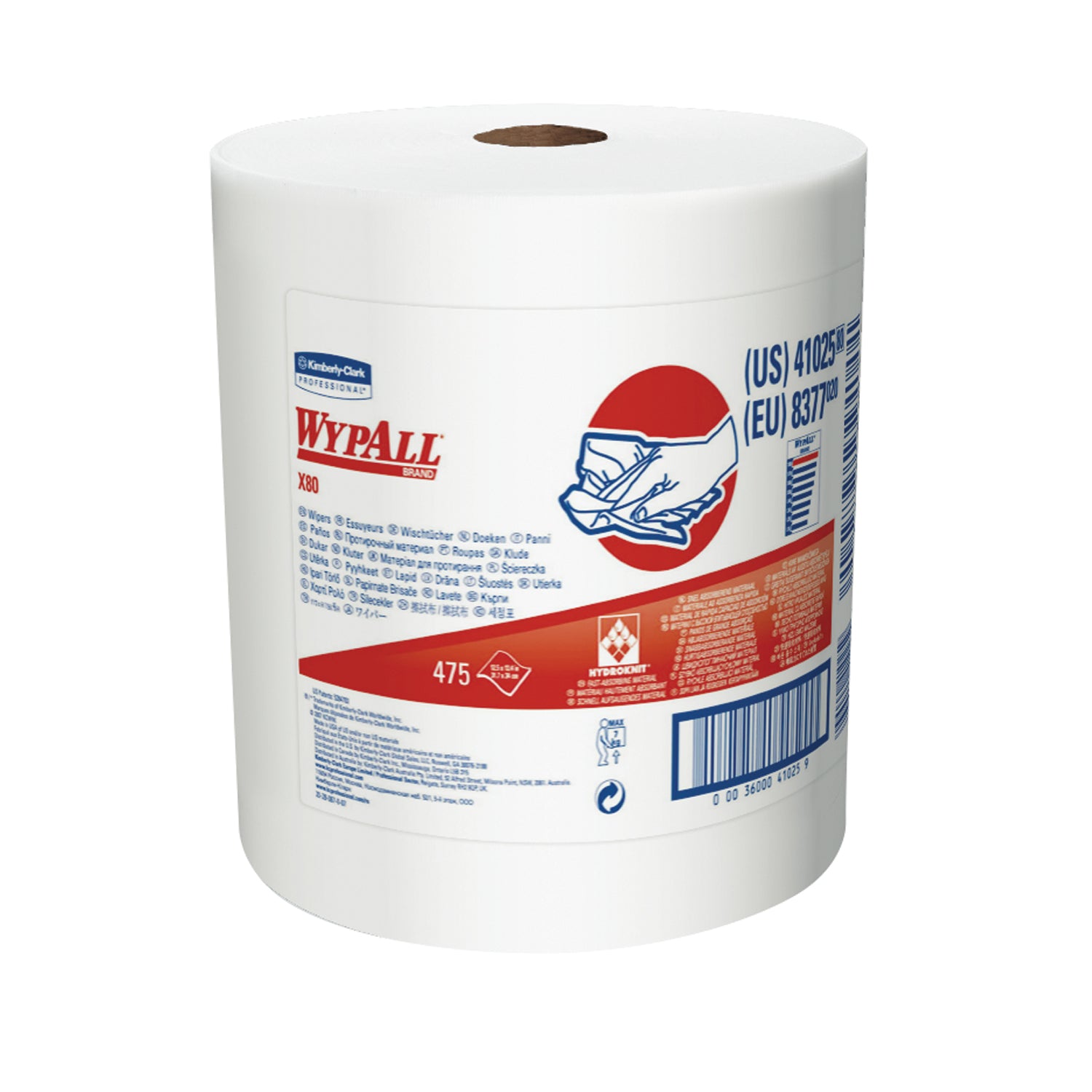 41025 - Kimberly-Clark Professional - WYPALL X80 Jumbo Roll Shop Towels, White, 12½" x 13.4", 475/pk (Products cannot be sold on Amazon.com or any other 3rd party site) (US Only)    , pk