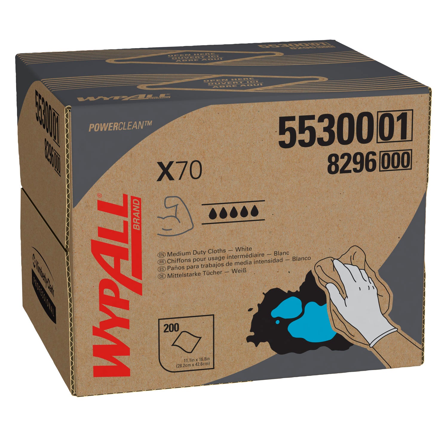 55300 - 金佰利專業級 - X70 抹布，12.5 英寸 x 16.8 英寸，白色，200 張/包，1 包/箱（84 箱/托盤）（本產品不得在 Amazon.com 或任何其他第三方網站上銷售）（僅限美國地區），箱