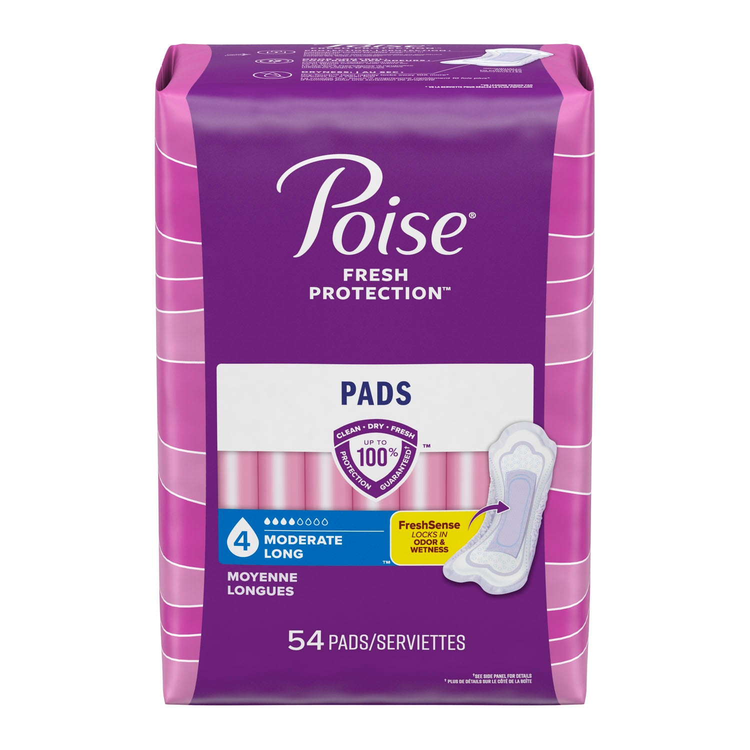 39299 - 金佰利消費品 - Poise 衛生棉，中等硬度，加長型，60 片/包，2 包/箱（僅限美國），箱裝