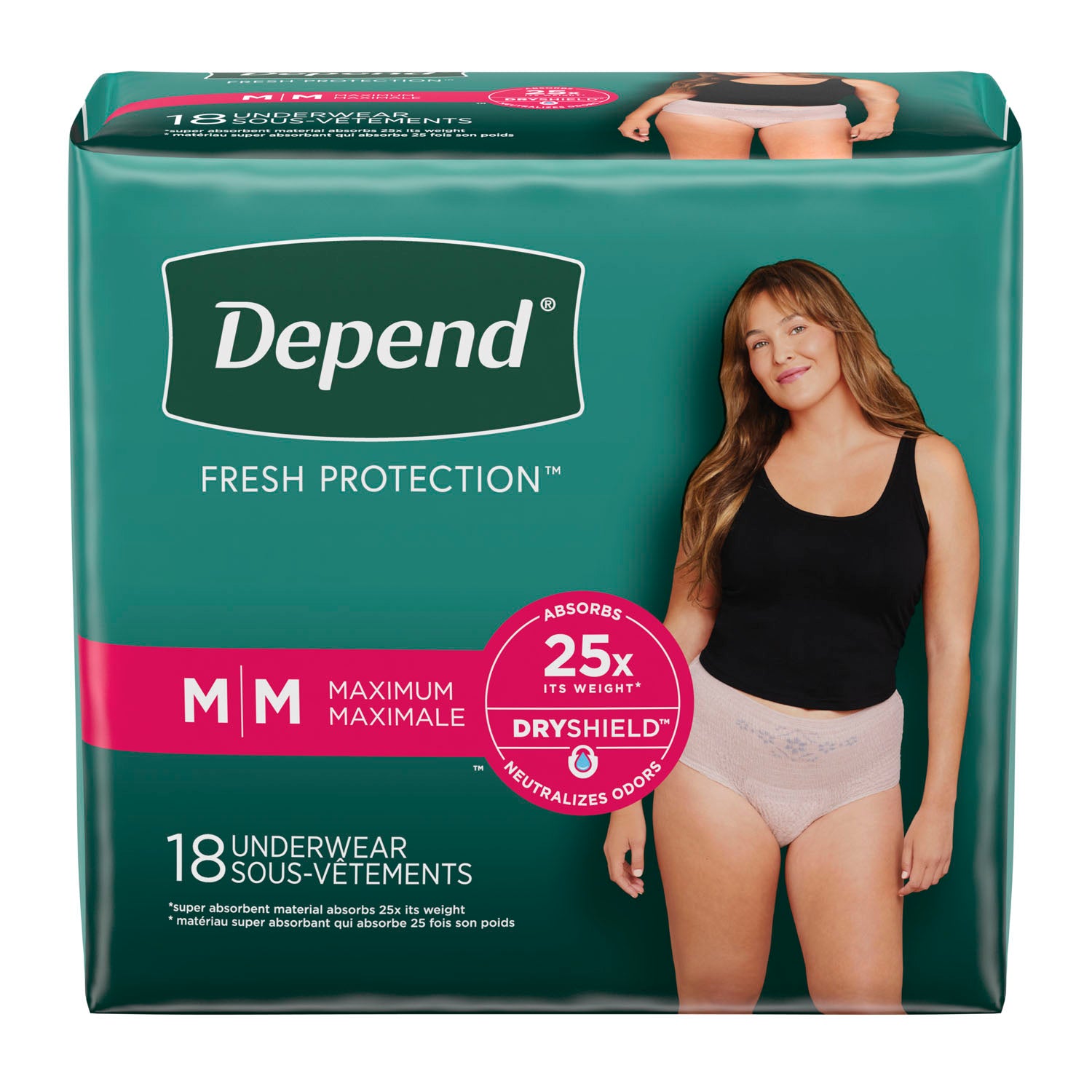 47932 - Kimberly-Clark Consumer - Depend's Women's Fit-Flex, Medium, 31-37" Waist, 18/pk, 2 pk/cs (US Only)    , cs