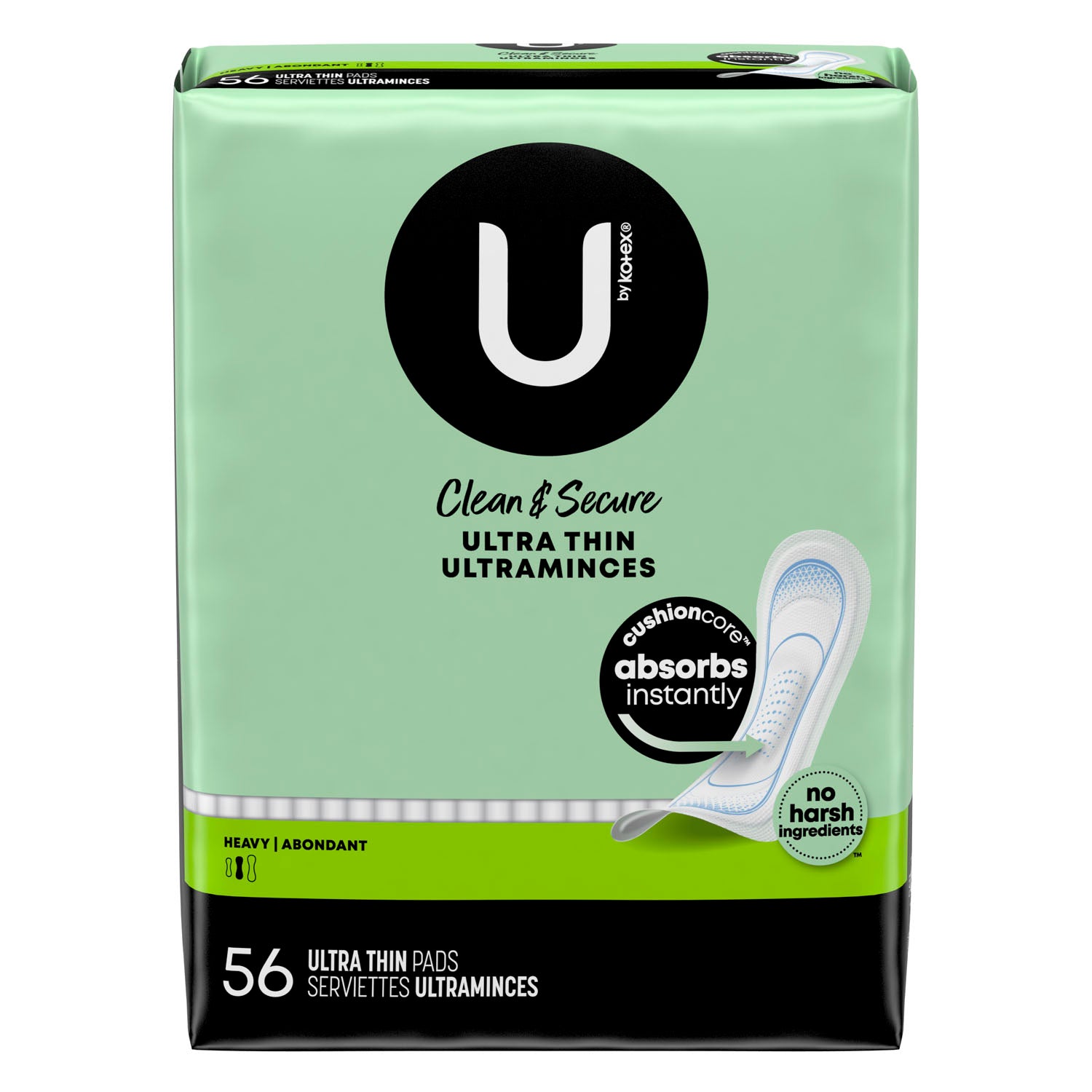 53257 - 金佰利消費品 - U by Kotex® 加厚衛生棉，高級超薄，56片/包，4包/箱（僅限美國），箱裝