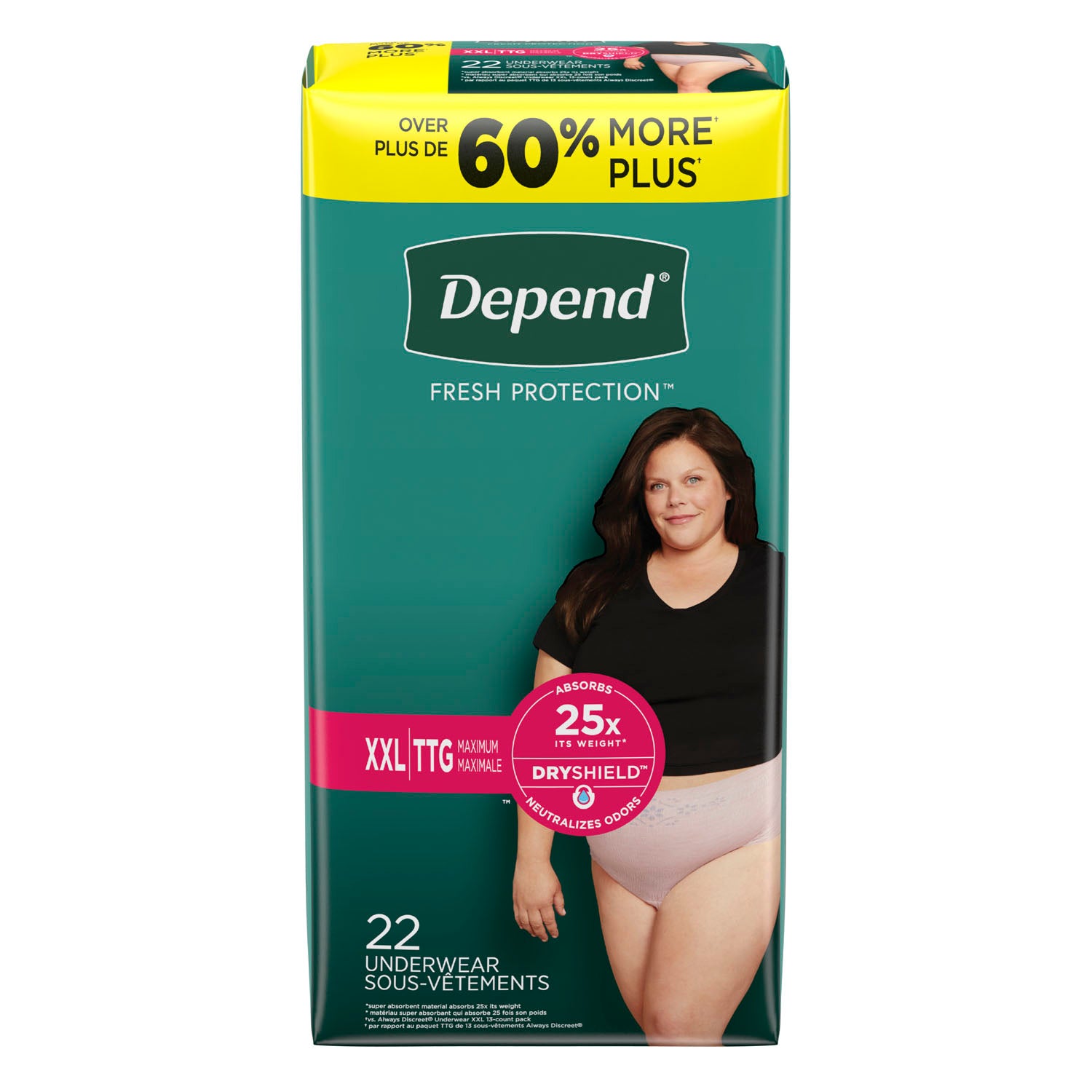 53306 - Kimberly-Clark Consumer - Underwear, Maximum Absorbency, 2X-Large, Women, Blush, 22/pk, 2 pk/cs  (US Only)    , cs