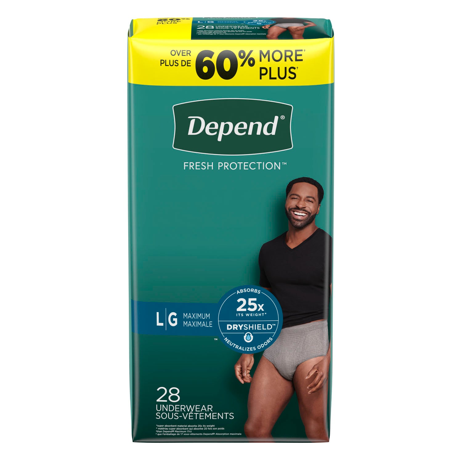 53745 - Kimberly-Clark Consumer - Underwear, Maximum Absorbency, Large, Men, Grey, 28/pk, 2 pk/cs (US Only)    , cs