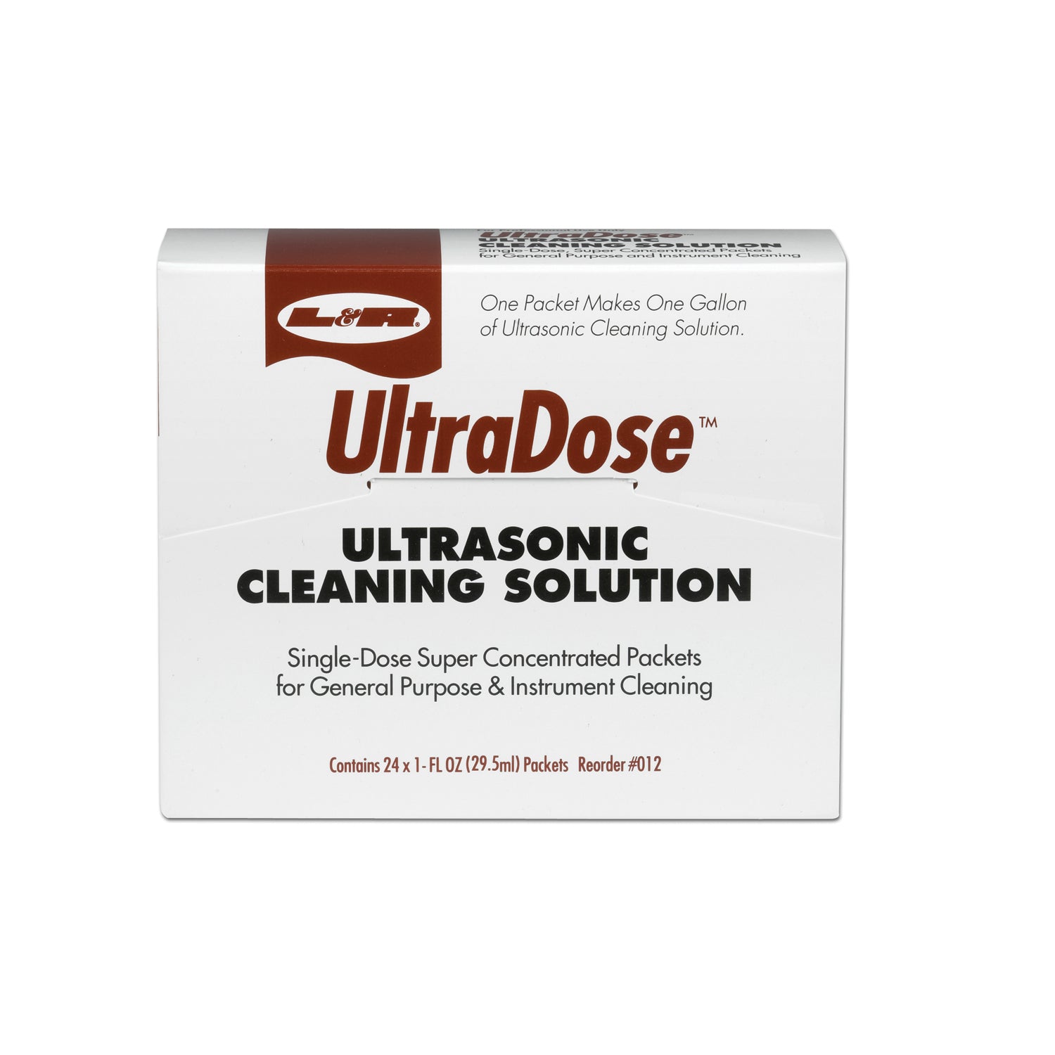 012 - L&amp;R Manufacturing Company - Solución de limpieza ultrasónica, tubos de 1 oz, 24/caja, 6 cajas/caja, caja
