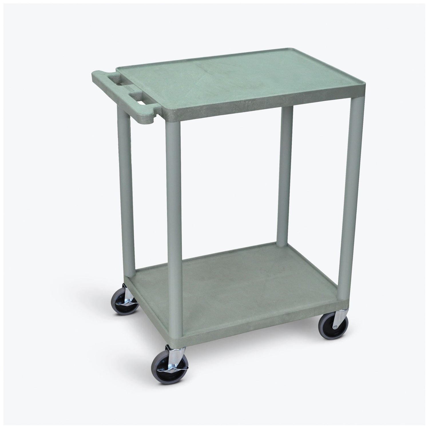 HE32-G - Luxor - Carrito, dos estantes, plástico espumado, gris, 24" de ancho x 18" de profundidad x 33,5" de alto, (4) ruedas resistentes de 4" (2 con frenos de bloqueo), capacidad máxima de peso 400 lb (SOLO ENVÍO DIRECTO), c/u