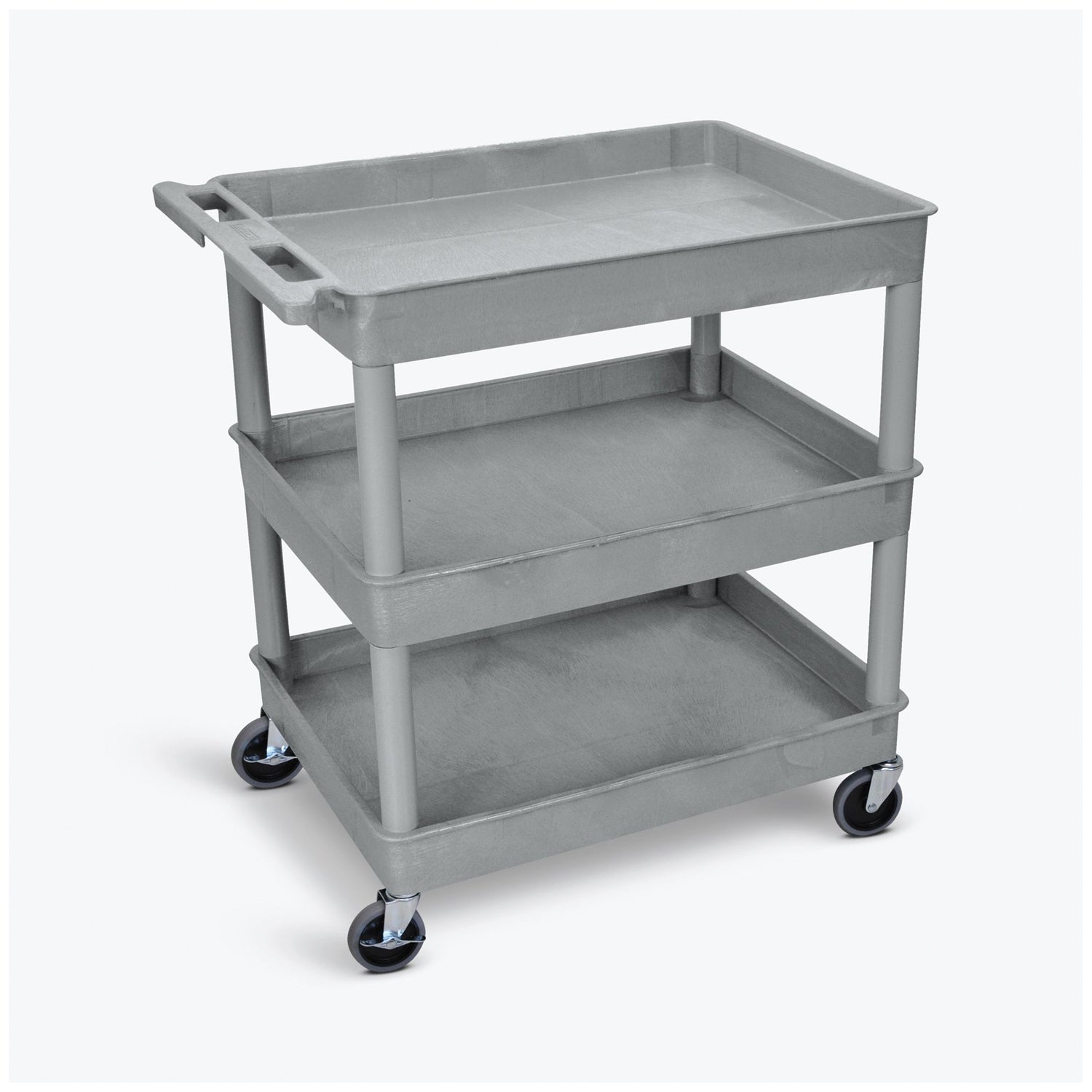 TC111-B - Luxor - Tub Cart, Three Shelves (2.75" Deep each), Black, 32"W x 24"D x 37.25"H, with (4) 4" Heavy Duty Casters (2 with Locking Brakes), Maximum Weight Capacity 400lbs, Assembly Required (DROP SHIP ONLY)    , ea