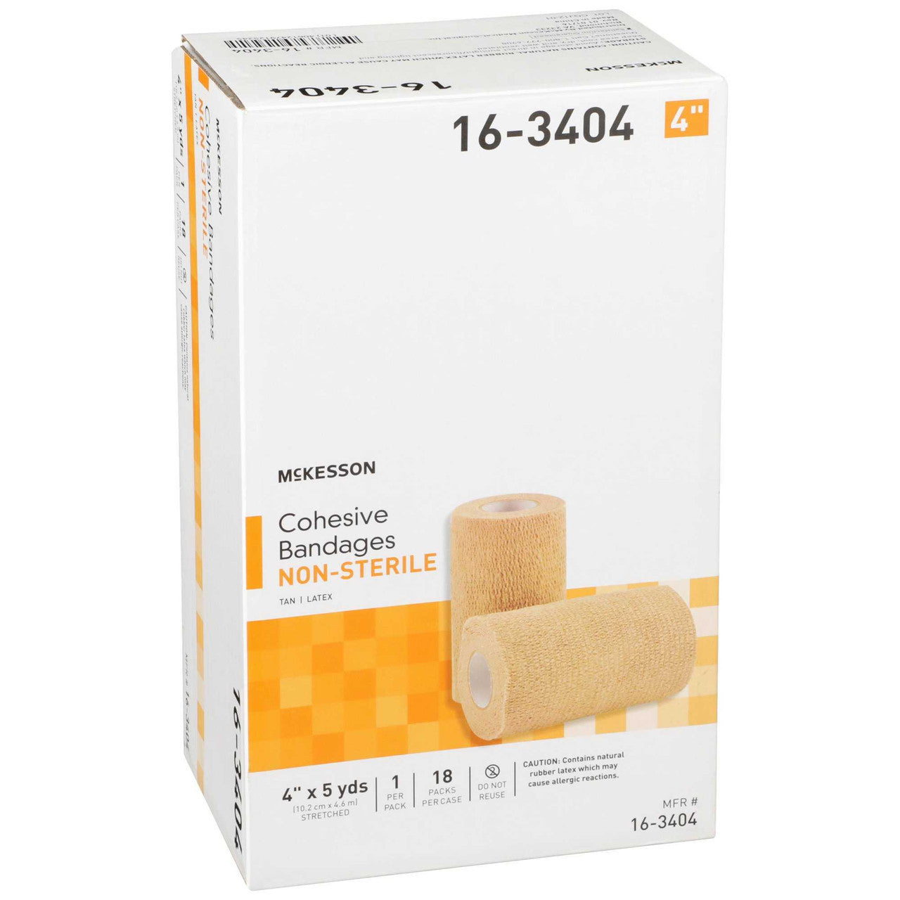 464154 - McKesson - McKesson Cohesive Bandage, 4'' x 5 Yard, 18 per Case, Non Sterile, Latex, Tan, Case of 18, (CS)