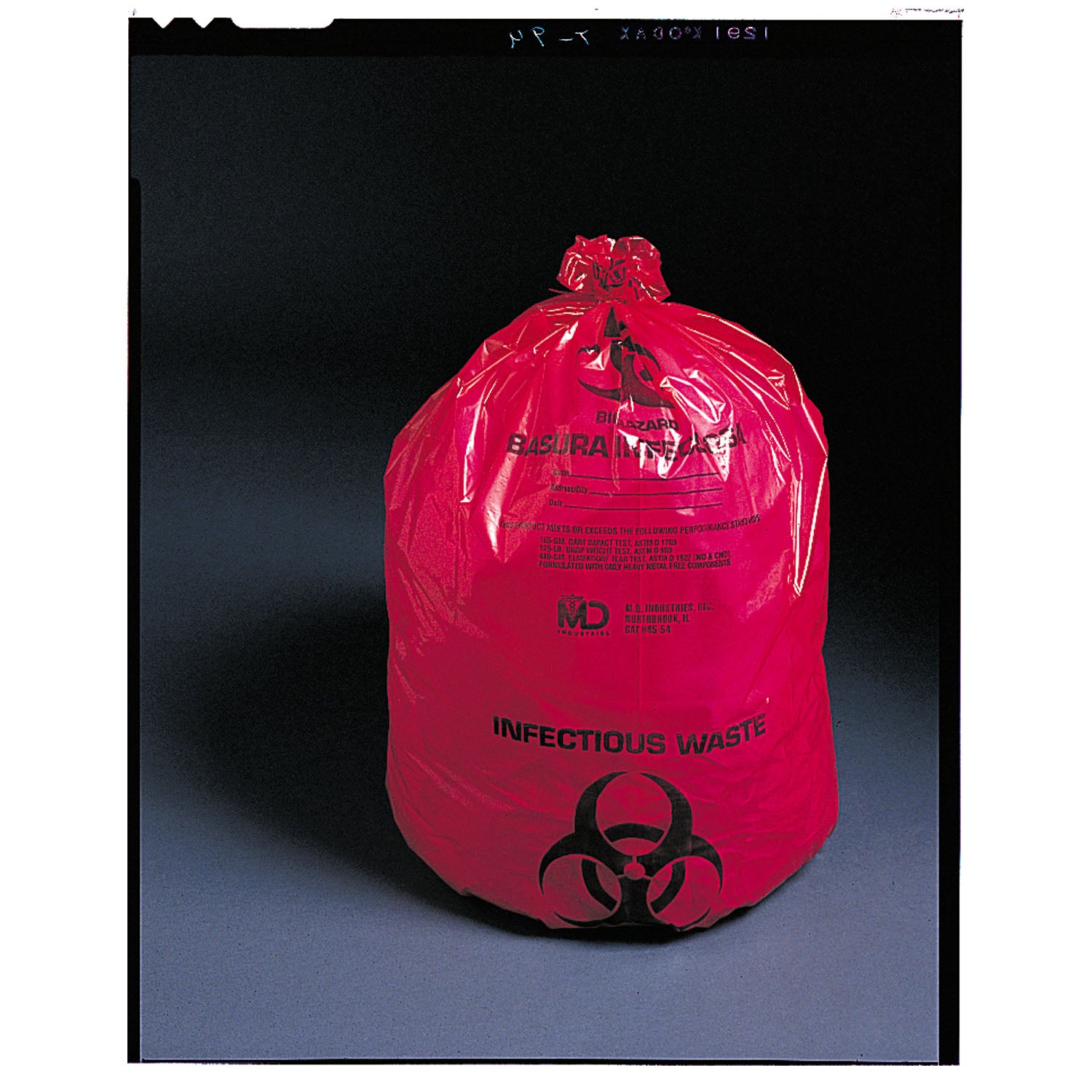 45-45 - Medegen Medical Products, LLC - 感染性廢物袋，40 英寸 x 55 英寸，1.25 密耳，45-55 加侖，150 個/箱，cs