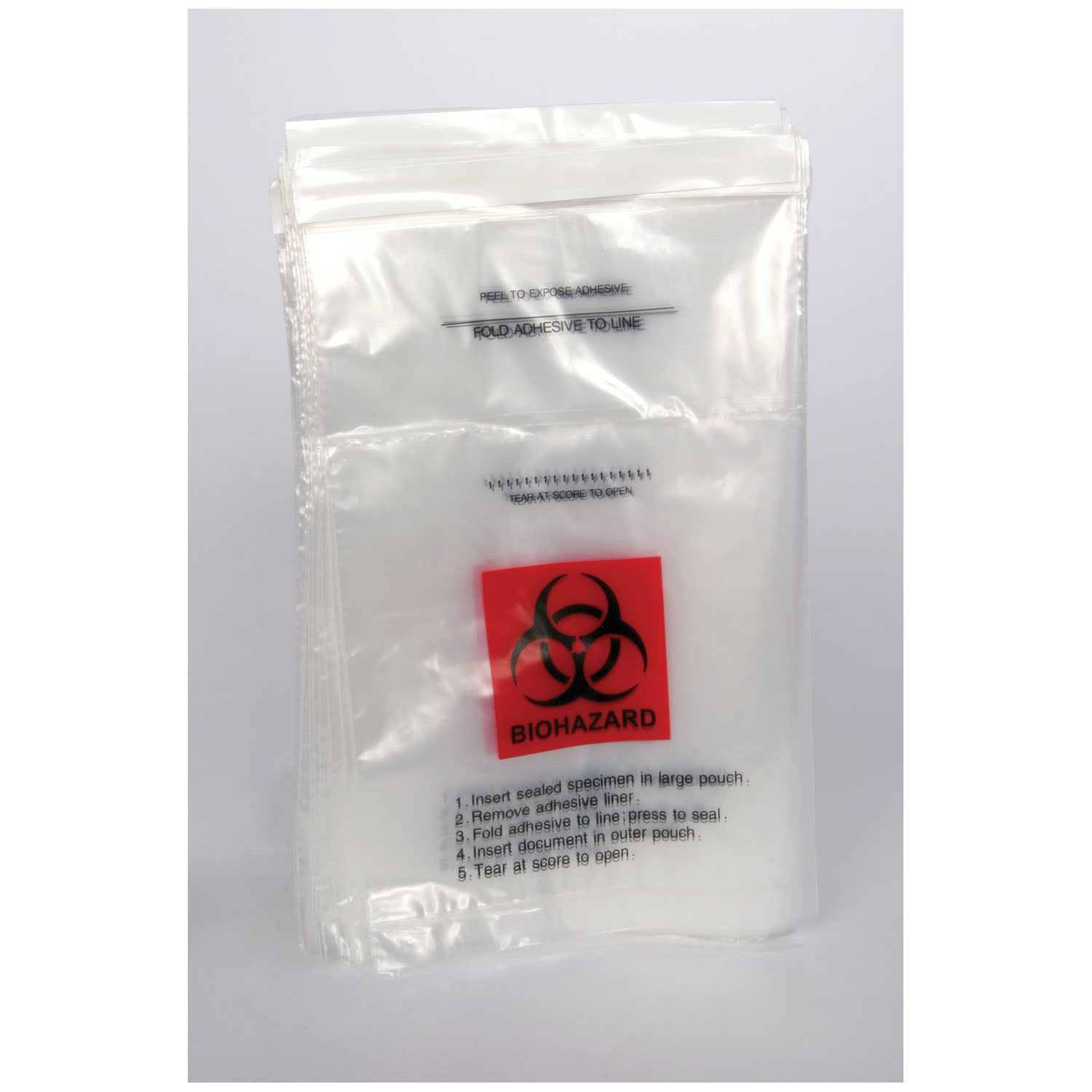 59-89 - Medegen Medical Products, LLC - 收集袋，6 英寸 x 9 英寸，生物危害，折疊式粘合封口，透明/紅色/黑色印刷，1000 個/箱，cs