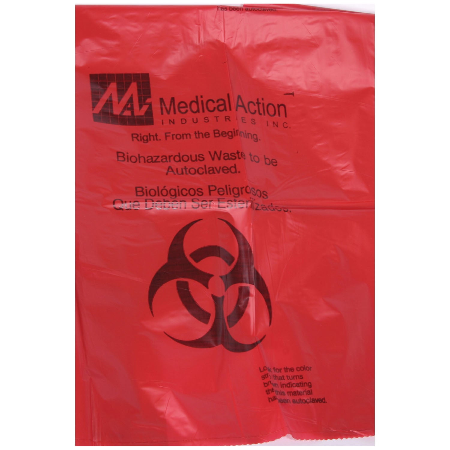 854 - Medegen Medical Products, LLC - 生物危害袋，25 英寸 x 30 英寸，1.8 密耳，12-14 加侖，透明/黑色，可打印/貼標籤，最高溫度 285°F，生物危害標籤，生物危害符號，英文/西班牙文，200 個/箱（40 箱/托盤），裝箱