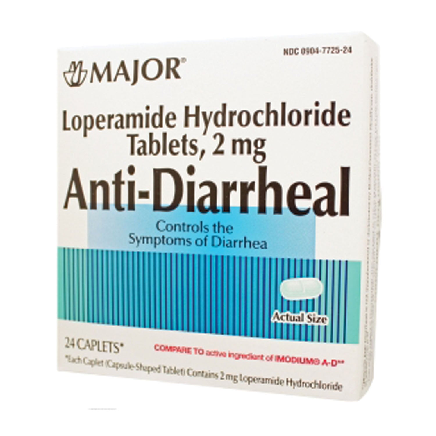 006311 - Major Pharmaceuticals - Anti-Diarrheal, Caplets, 24s, Boxed, Compare to Imodium A-D®, NDC# 00904-7725-24 (US Only)  (Products cannot be sold to retail stores or online retailers such as Amazon, Walmart, eBay, Alibaba, etc.)    , ea