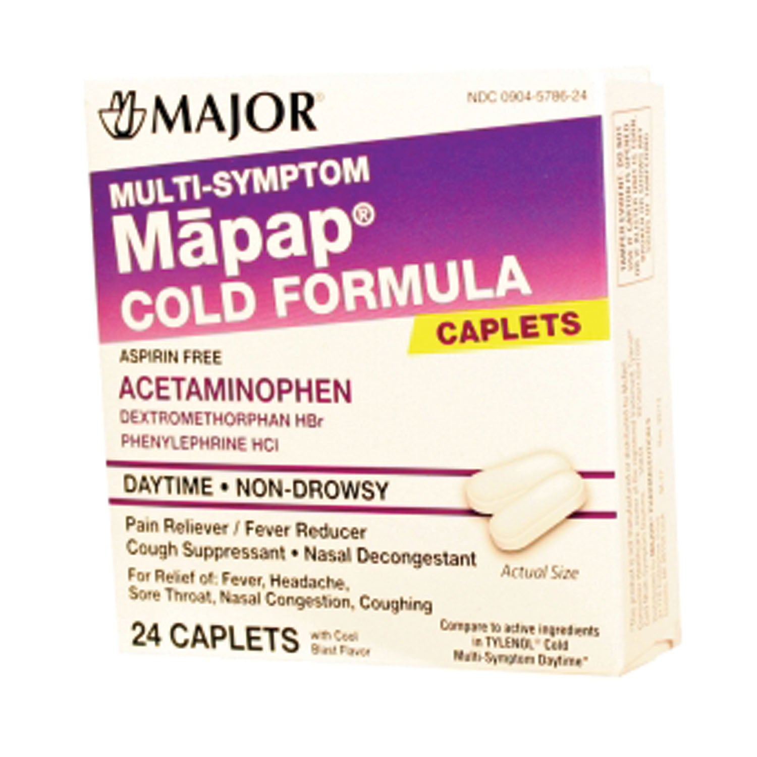 006363 - Major Pharmaceuticals - Mapap, Cold Multi-Symptom, 24s, Compare to Tylenol® Multi-Sympton, NDC# 00904-5786-24 (US Only)  (Products cannot be sold to retail stores or online retailers such as Amazon, Walmart, eBay, Alibaba, etc.)    , ea