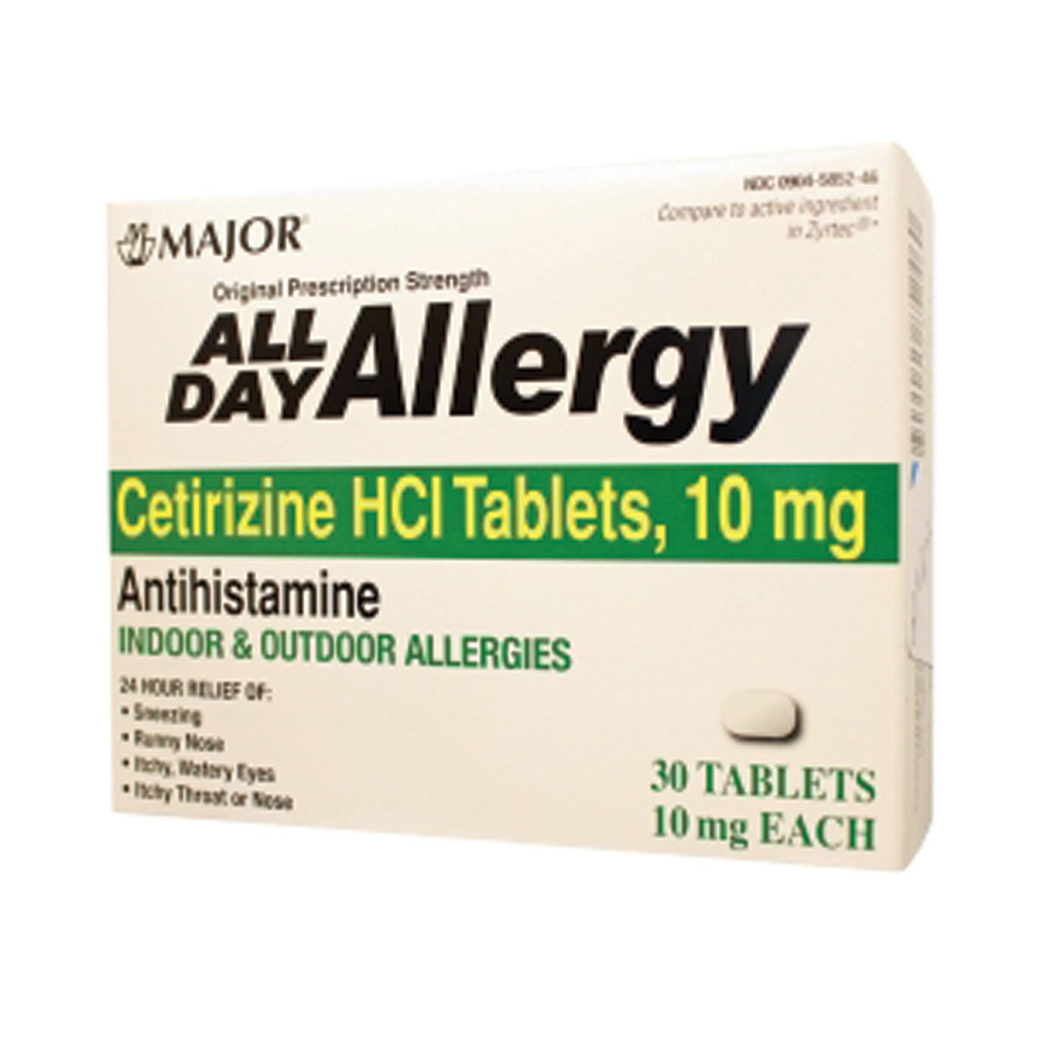 255548 - Major Pharmaceuticals - All Day Allergy, 24 Hour, 30s, Compare to Zyrtec®, 24/cs, NDC# 00904-6717-46 (US Only) (Products cannot be sold to retail stores or online retailers such as Amazon, Walmart, eBay, Alibaba, etc.)    , cs