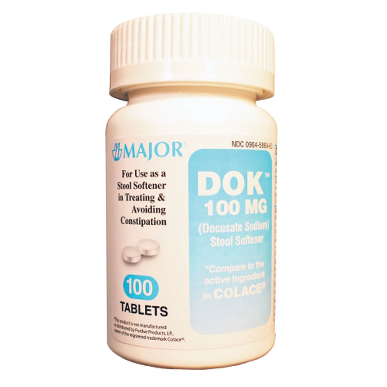 700401 - Major Pharmaceuticals - Docusate Sodium, 100mg, 100s, Compare to Colace, NDC# 00904-6750-60 (US Only)  (Products cannot be sold to retail stores or online retailers such as Amazon, Walmart, eBay, Alibaba, etc.)    , ea