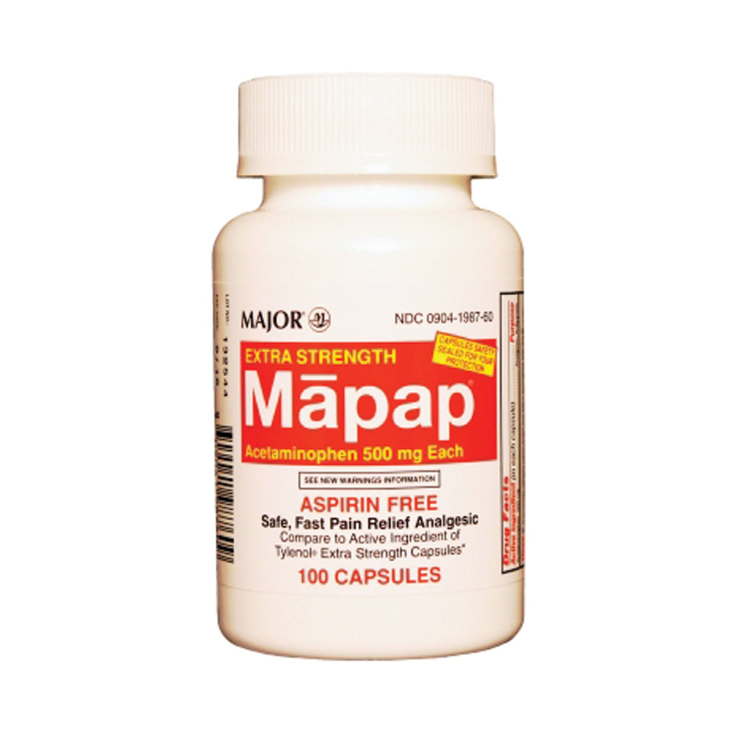 700691 - Major Pharmaceuticals - Mapap, 500mg, 100s, Unboxed, Compare to Tylenol®, 24/cs, NDC# 00904-1987-60 (US Only) (Products cannot be sold to retail stores or online retailers such as Amazon, Walmart, eBay, Alibaba, etc.)    , cs